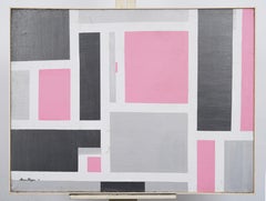 Vintage American Geometric Abstract Signed Gerahmte Original-Gemälde