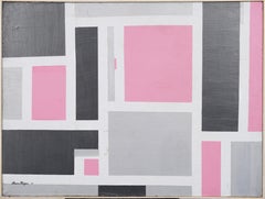 Vintage American Geometric Abstracto Firmado Cuadro Original Enmarcado