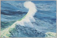 Vintage American Impressionist Crashing Wave Beach Seascape Framed Oil Painting