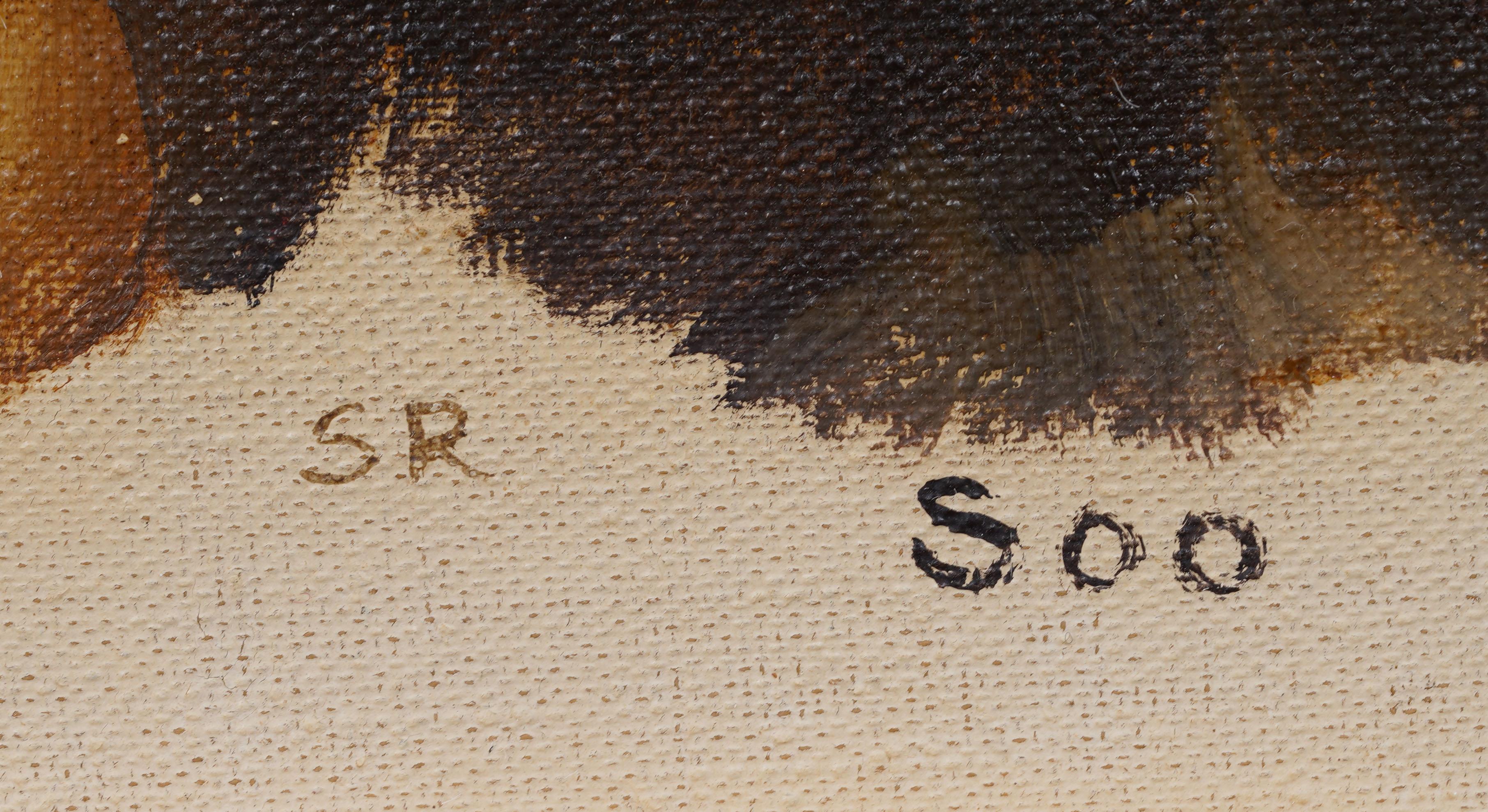 Ritratto di cane impressionista americano d'epoca, dipinto a olio originale incorniciato in vendita 2