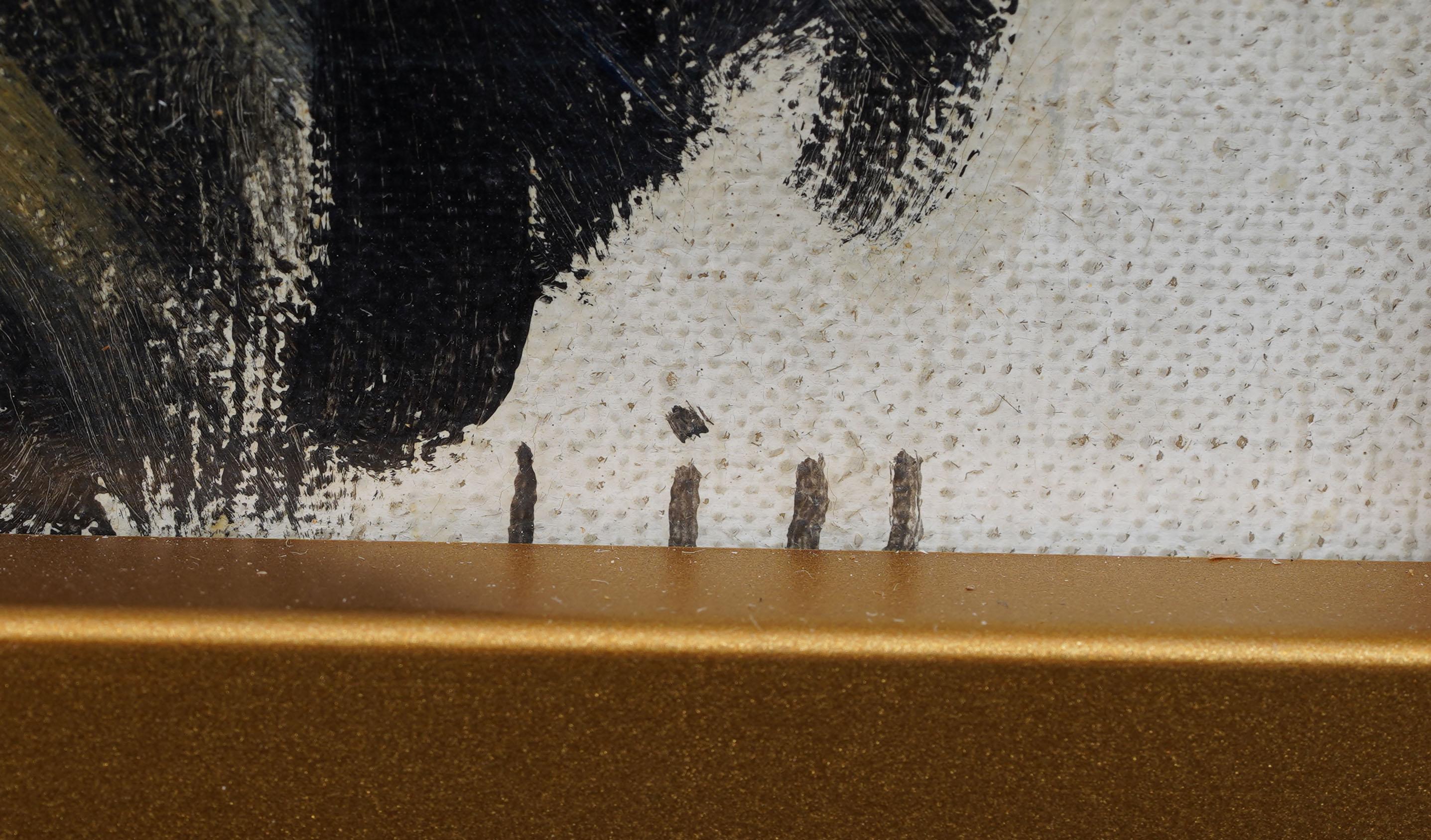 Ritratto di cane impressionista americano d'epoca, dipinto a olio originale incorniciato in vendita 2