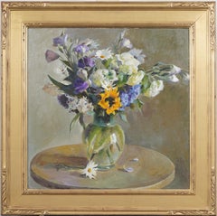 Vintage American Impressionist gerahmt Blume Stillleben signiert Ölgemälde