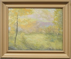 Vintage Impresionista Americano Paisaje de Montaña Enmarcado Pintura al Óleo Original