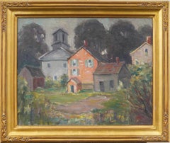 Vintage American Impressionist Landscape Giltwood Encadré Original Oil Painting