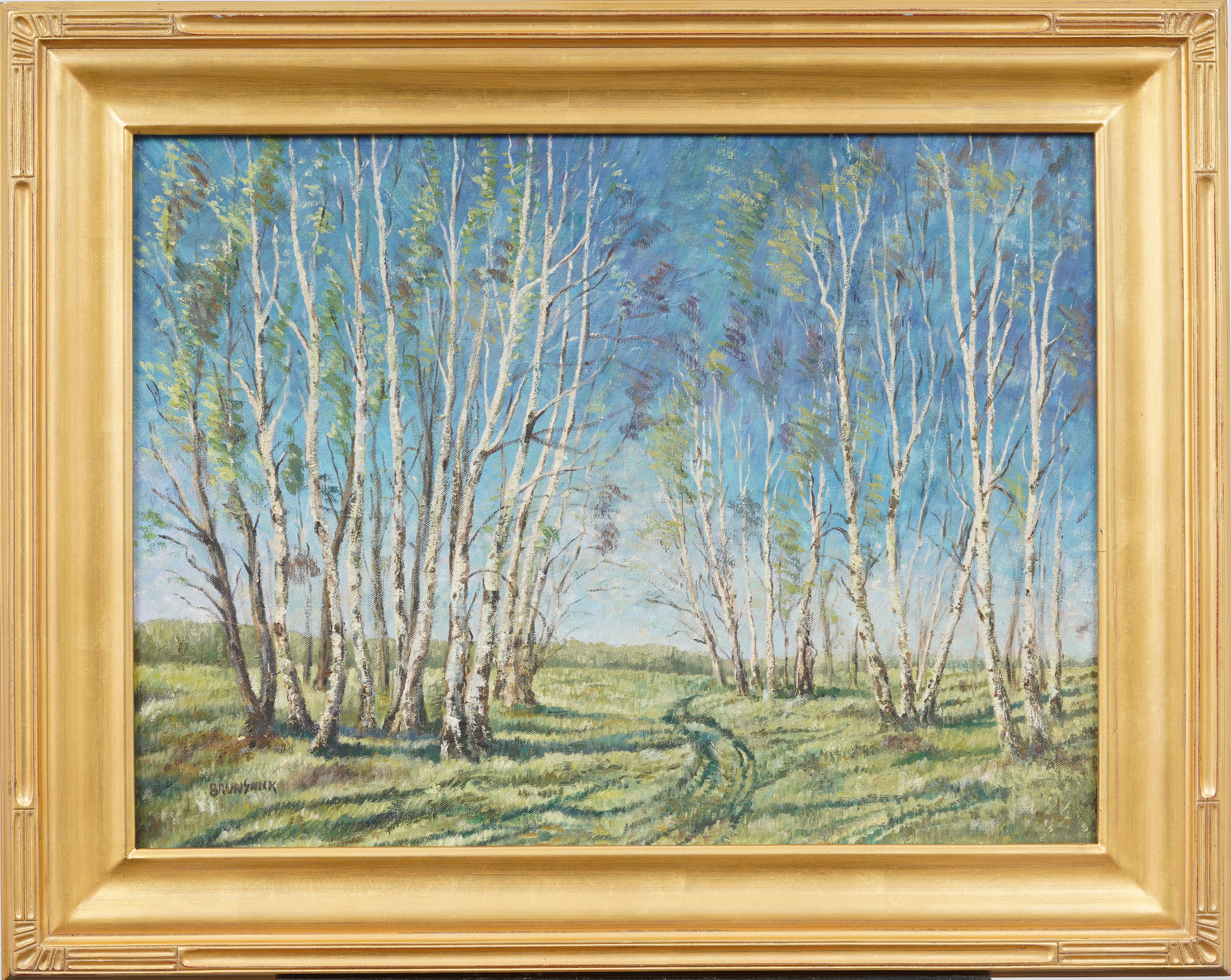 Vintage American Impressionist Landscape Signed Giltwood Framed Oil Painting
