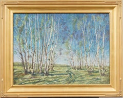 Vintage American Impressionist Landscape Signed Giltwood Framed Oil Painting