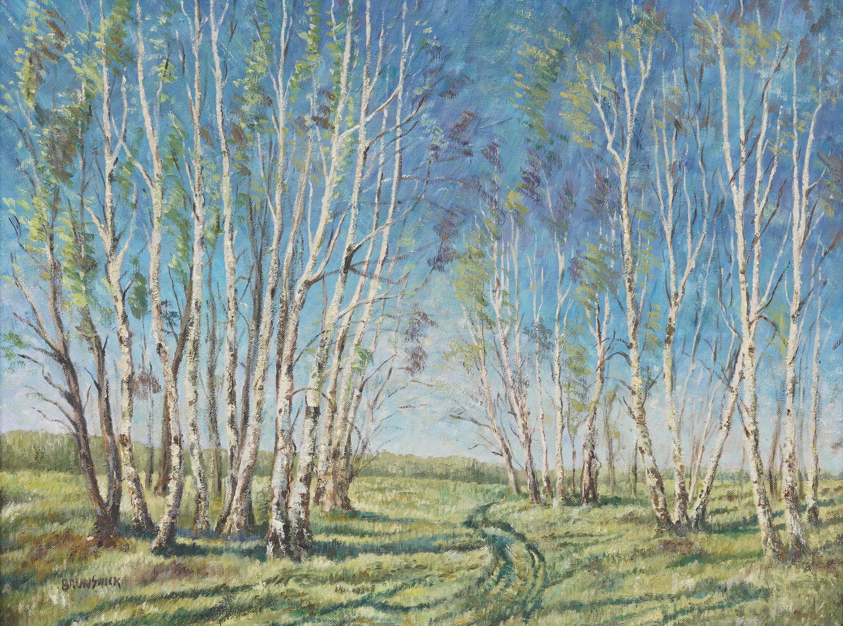 Impressionista americano d'epoca, ben incorniciato e firmato, dipinto a olio su un paesaggio - Painting Impressionismo di Unknown