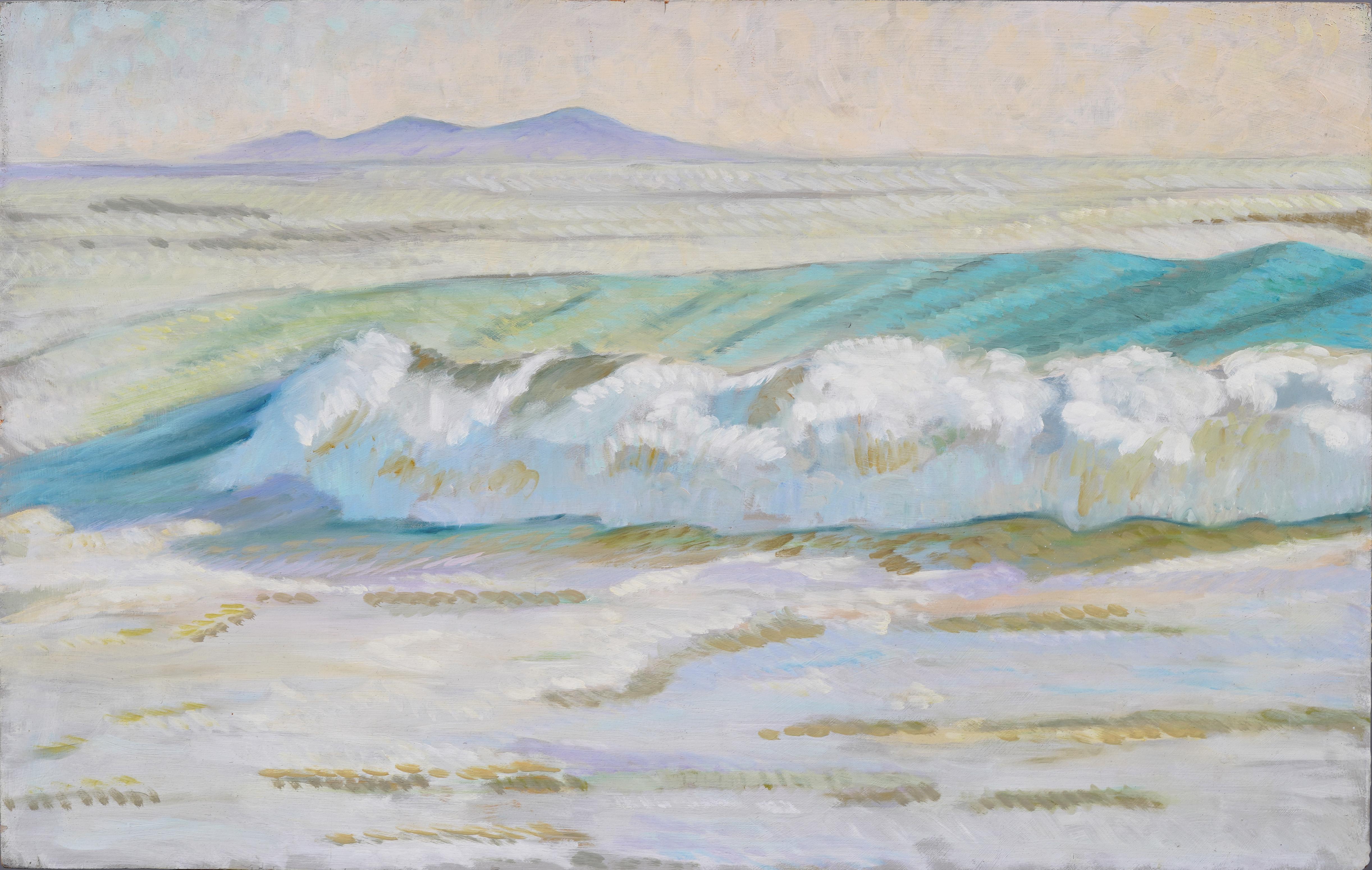 Peinture impressionniste américaine vintage Santa Barbera California Beach Seascape de Santa Barbera - Painting de Unknown