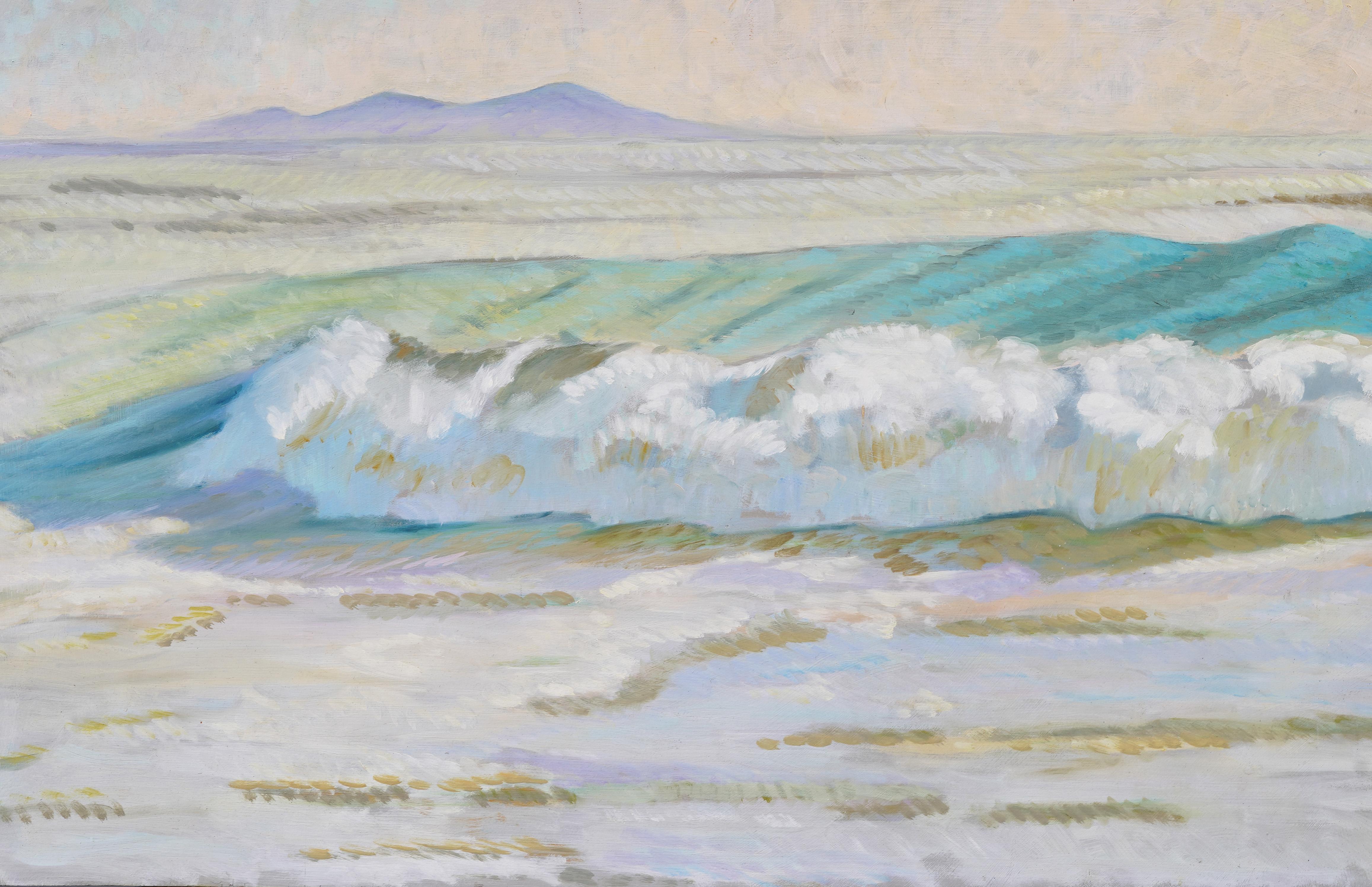Peinture impressionniste américaine vintage Santa Barbera California Beach Seascape de Santa Barbera - Impressionnisme Painting par Unknown