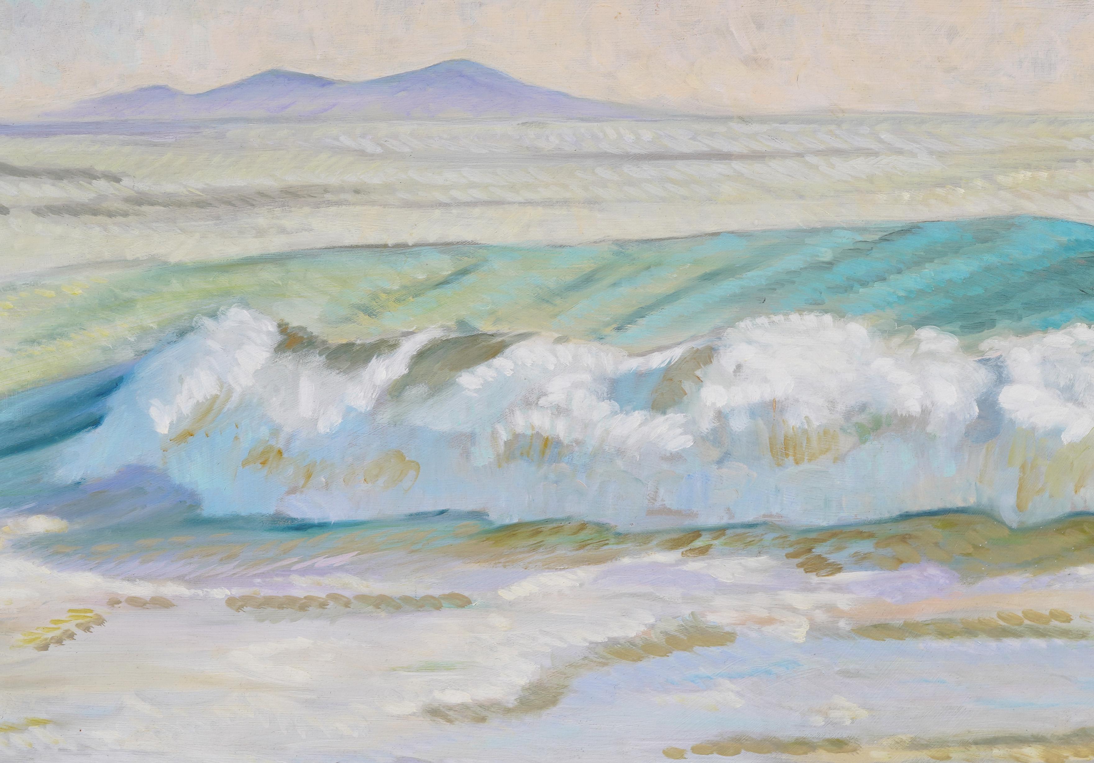 Peinture impressionniste américaine vintage Santa Barbera California Beach Seascape de Santa Barbera en vente 1