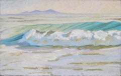 Vintage Pintura Impresionista Americana Santa Barbera California Playa Paisaje Marino