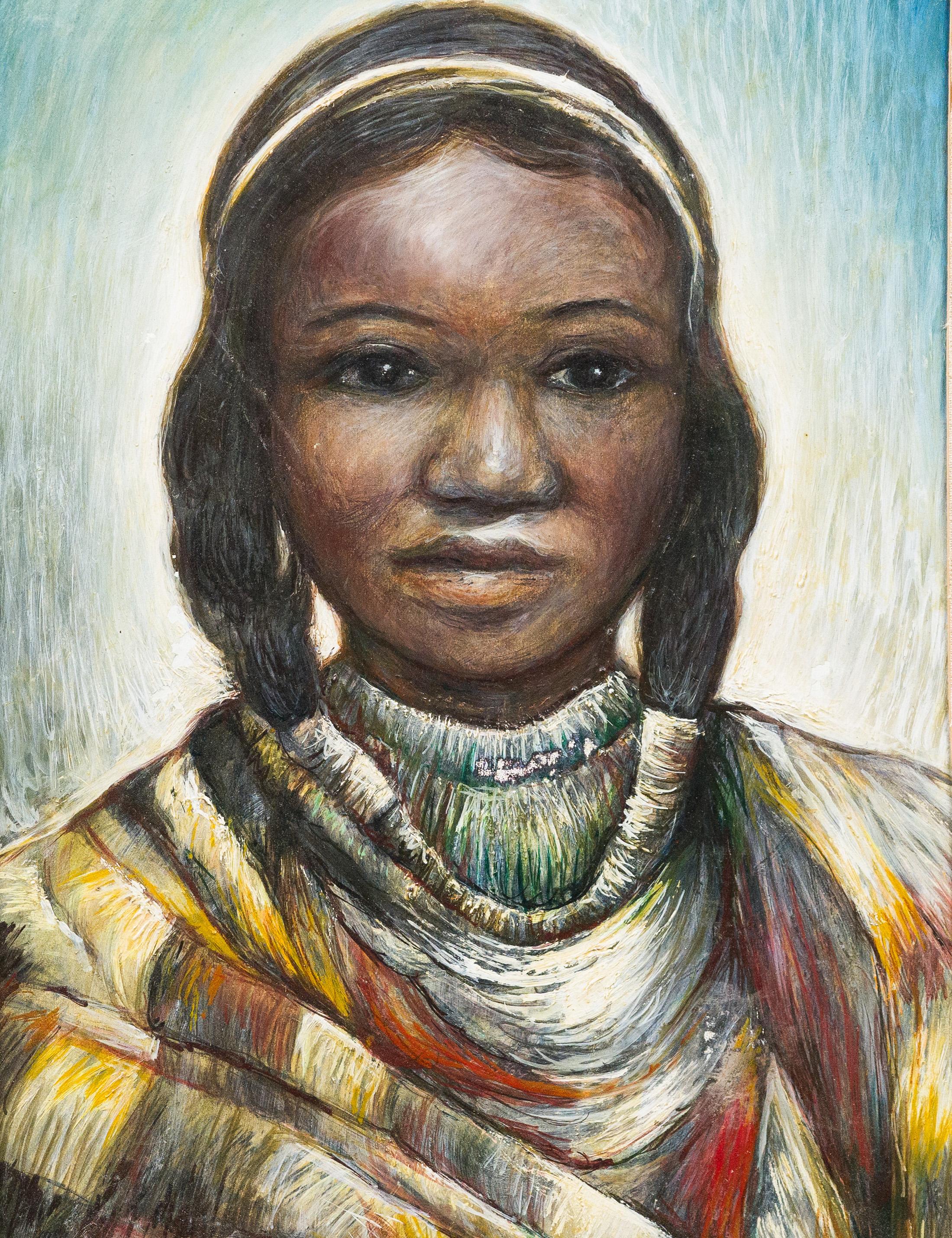 Gerahmtes Porträtgemälde der amerikanischen Impressionisten Taos School in New Mexico, gerahmt (Braun), Portrait Painting, von Unknown