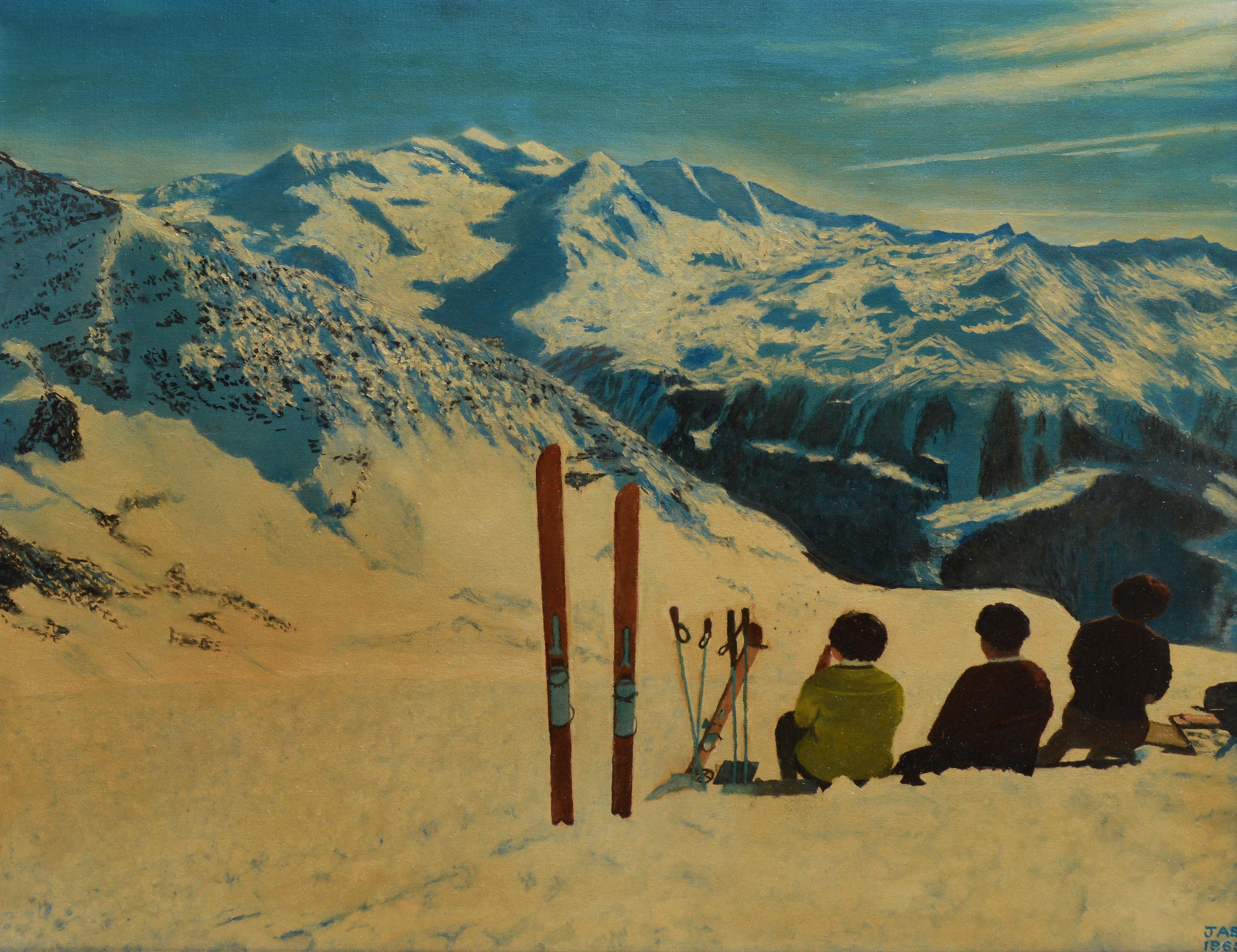 ski oil painting