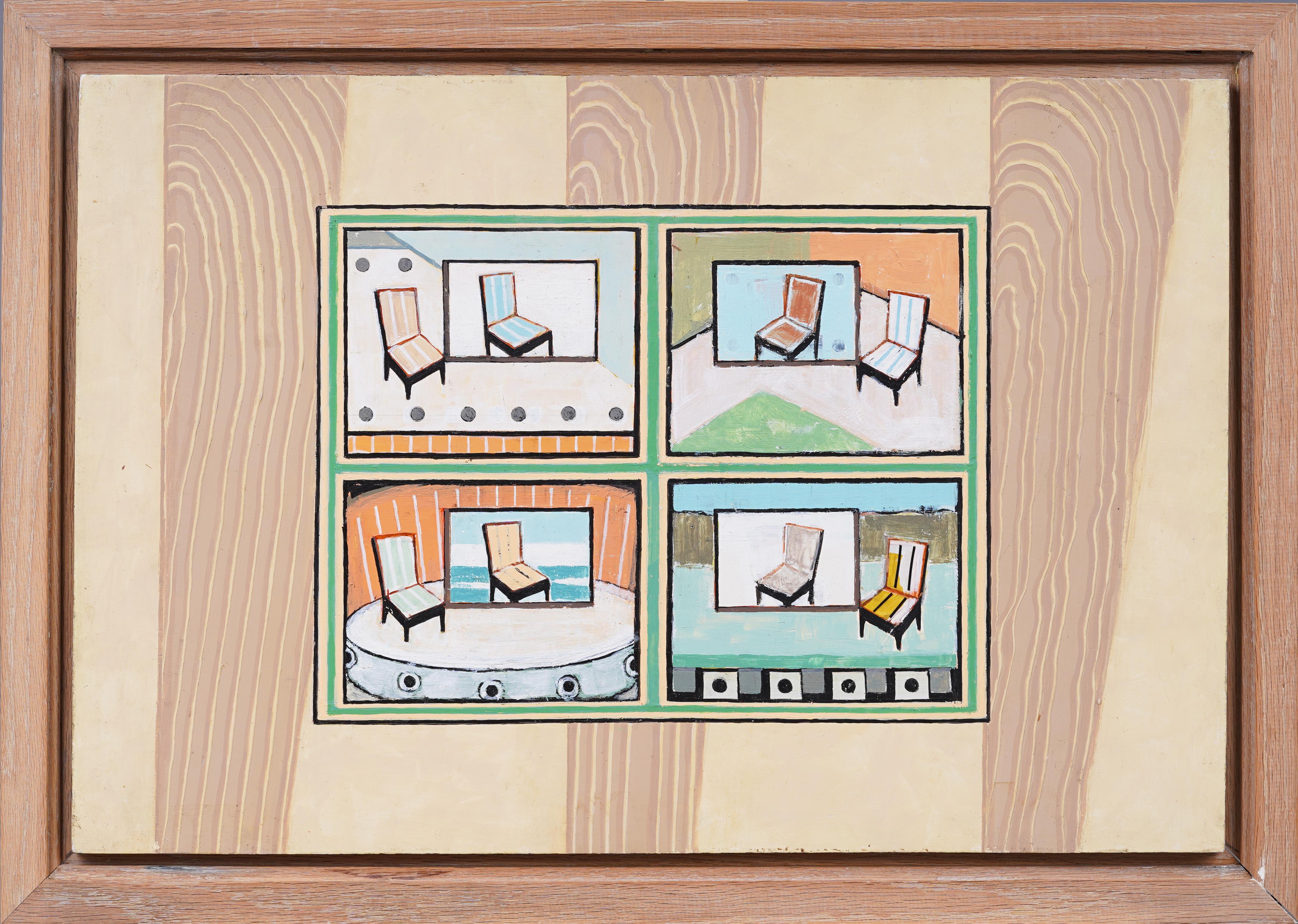 Vintage American Mid-Century Furniture Design Concept Art Oil Painting