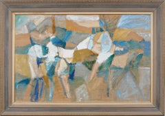 Peinture à l'huile expressionniste abstraite américaine du milieu du siècle dernier, encadrée