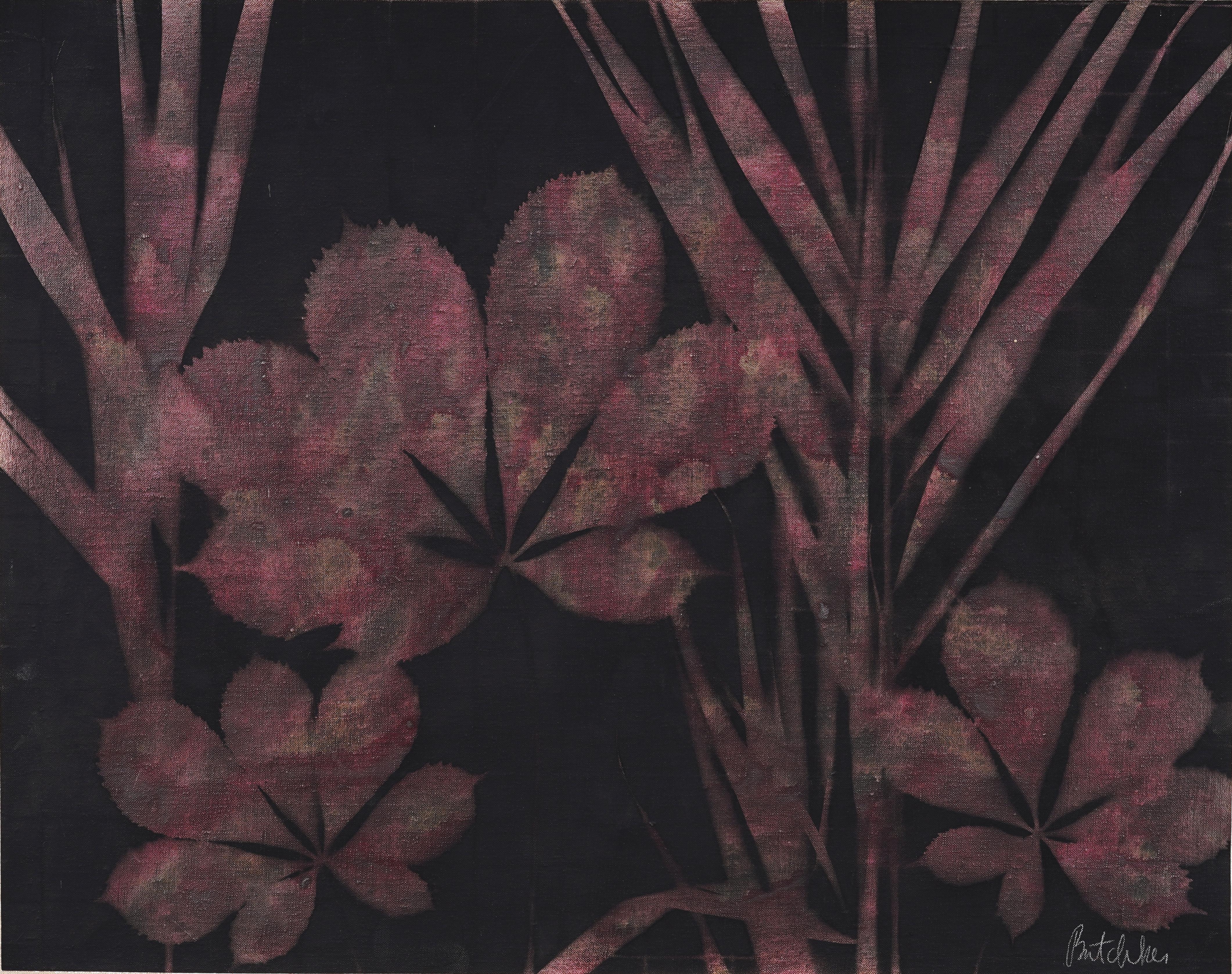 Vintage American Mid Century Modernist Abstract Flower Still Life Oil Painting en vente 1