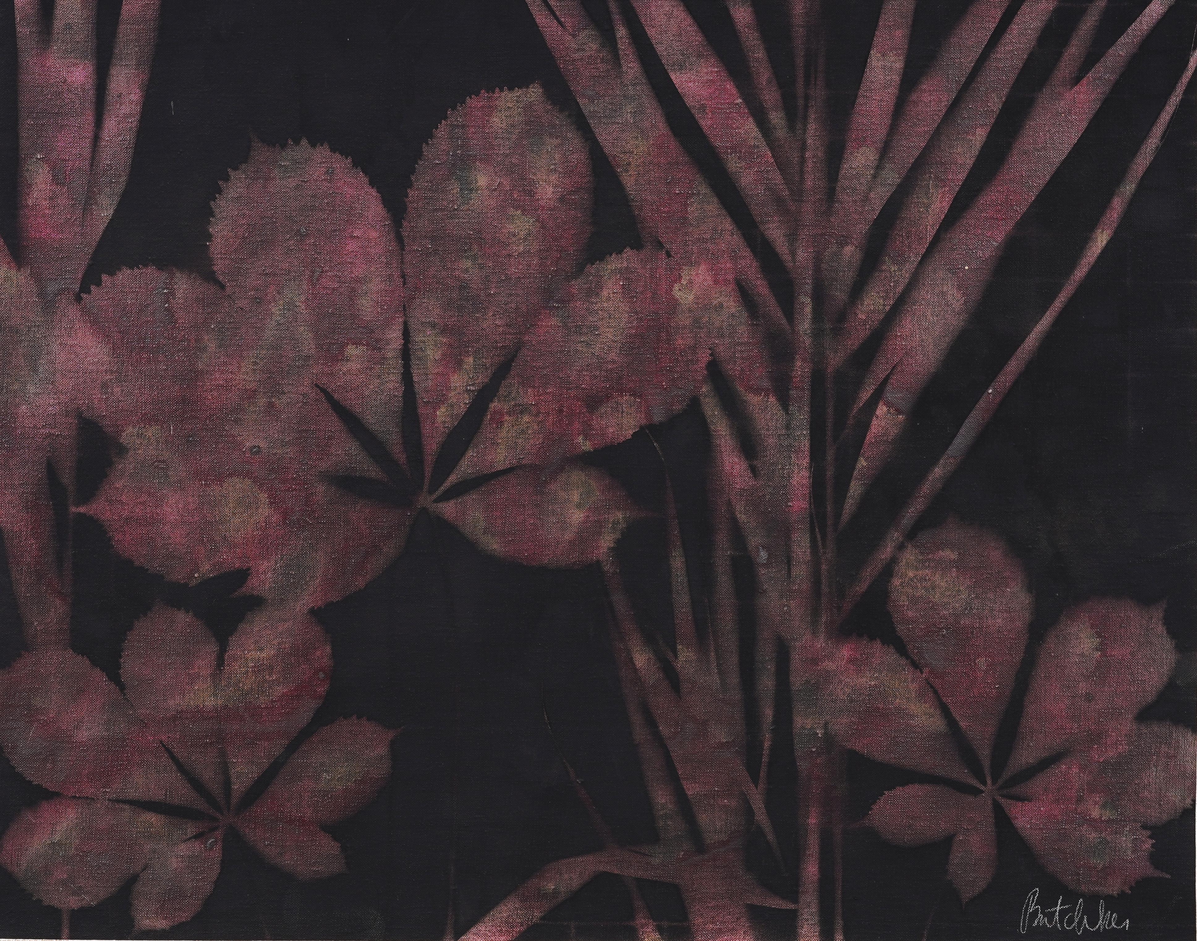 Vintage American Mid Century Modernist Abstract Flower Still Life Oil Painting en vente 3