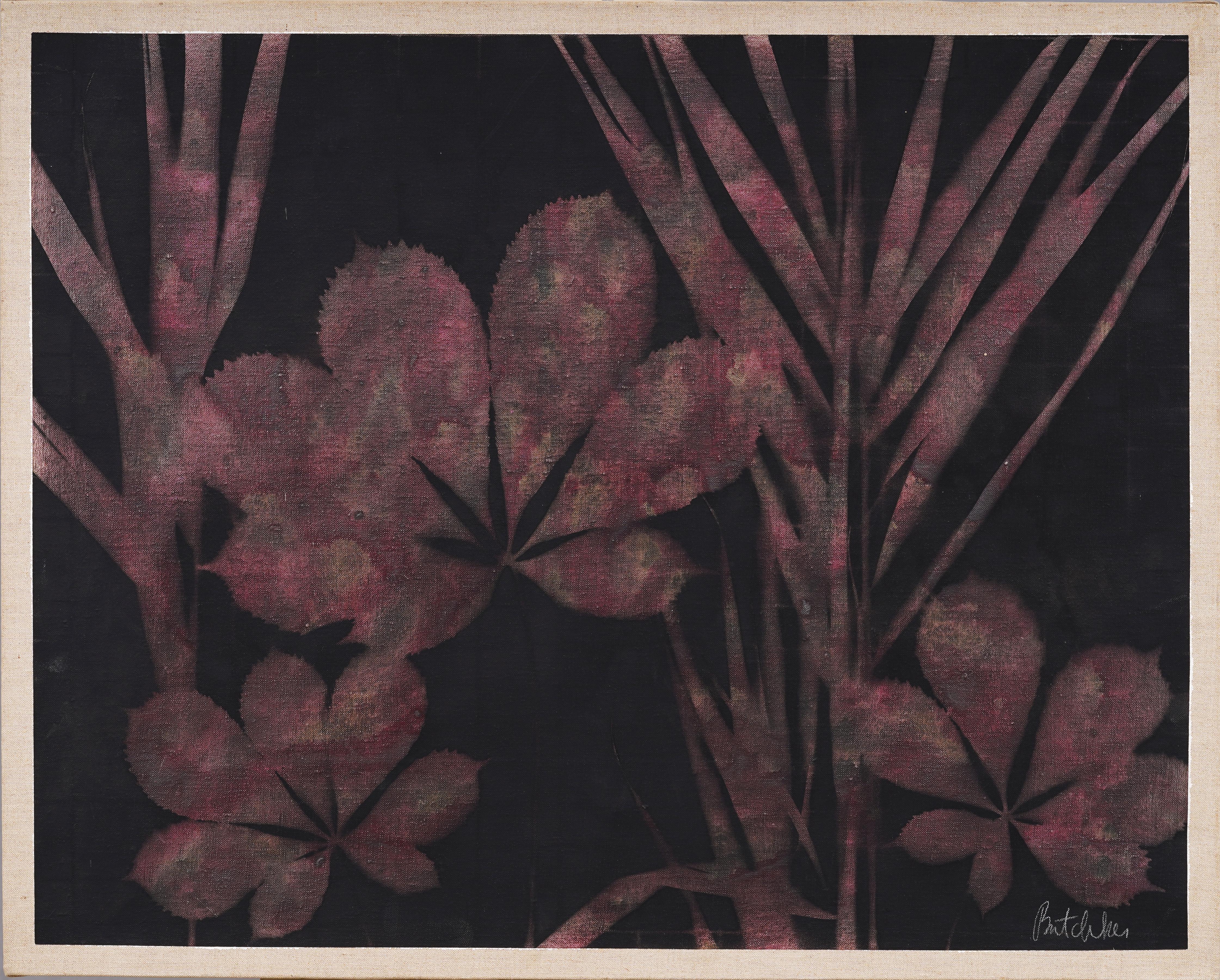 Unknown Still-Life Painting – Abstraktes amerikanisches Blumenstillleben, Ölgemälde, Mid-Century Modern, Vintage