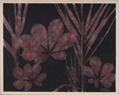 Vintage American Mid Century Modernist Abstract Flower Still Life Pintura al óleo