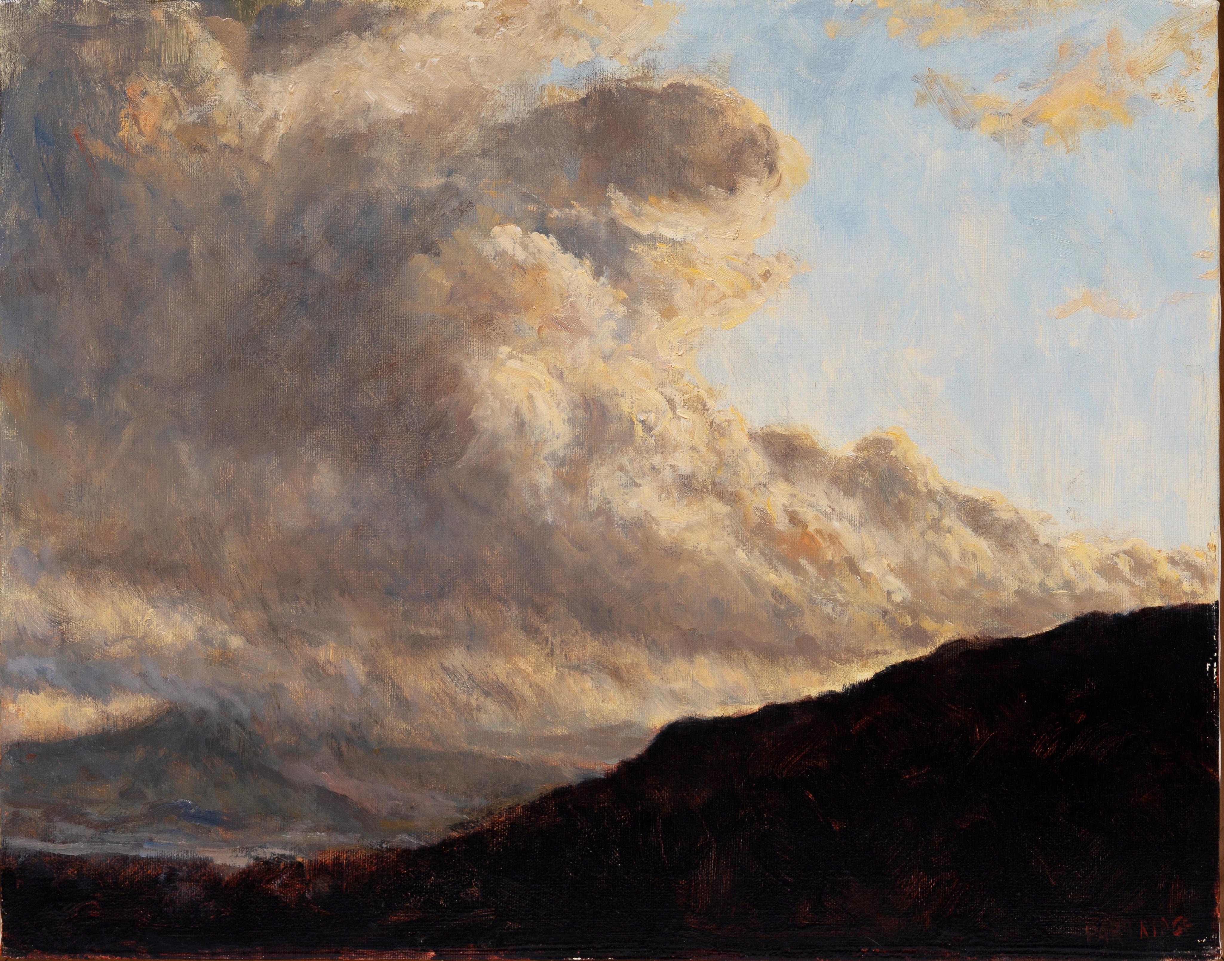Antikes amerikanisches modernistisches Gemälde einer Berglandschaft. Öl auf Leinwand.  Gerahmt.  Signiert unten rechts.  Bildgröße: 20L x 16H.


