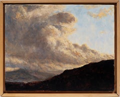 Vintage American Modernist Abstract Cloudscape Mountain Top Framed Oil Paining