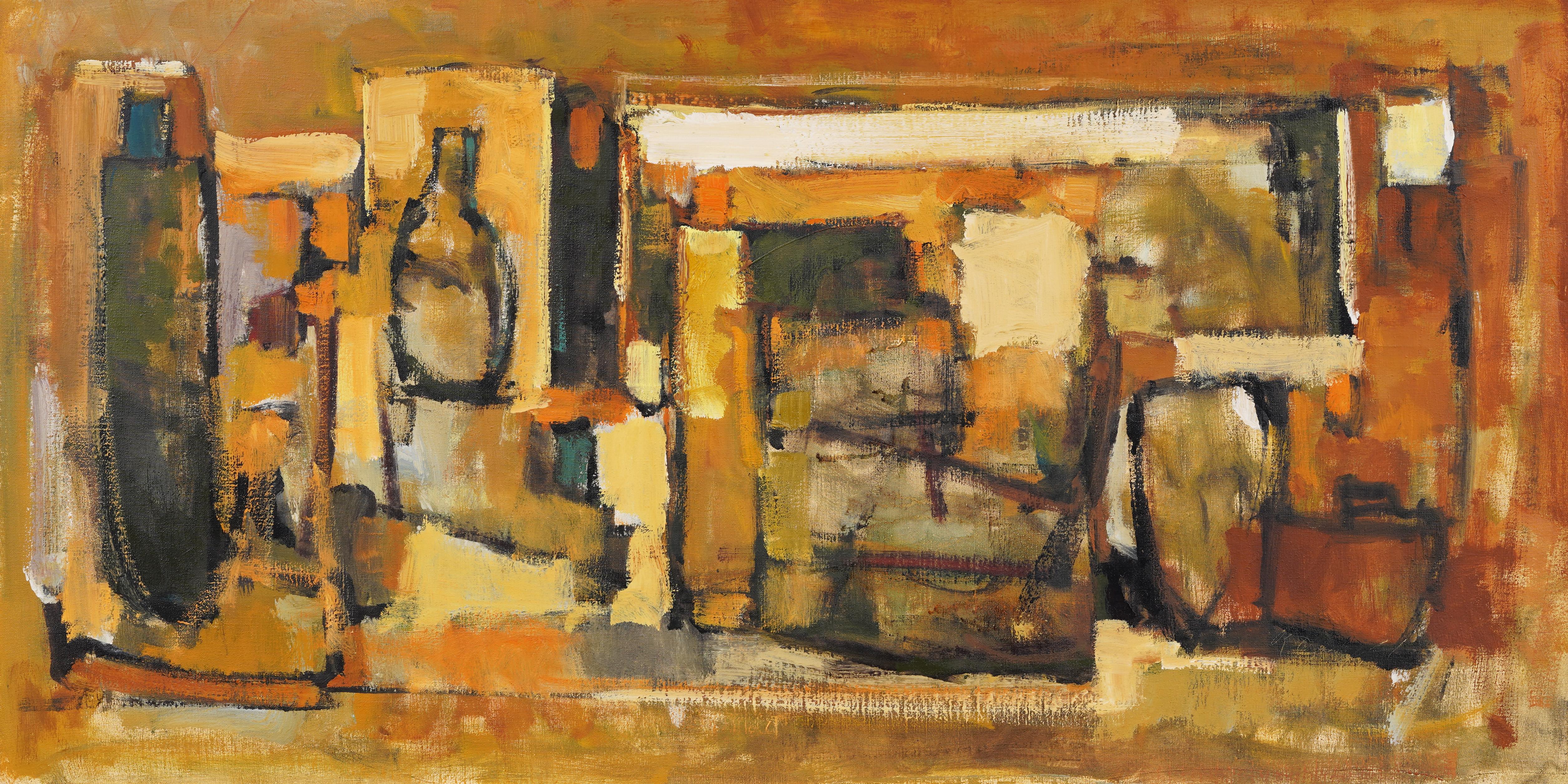 Vintage American Modernist Abstrakt Kubist Stillleben Gerahmte Ölgemälde (Kubismus), Painting, von Unknown