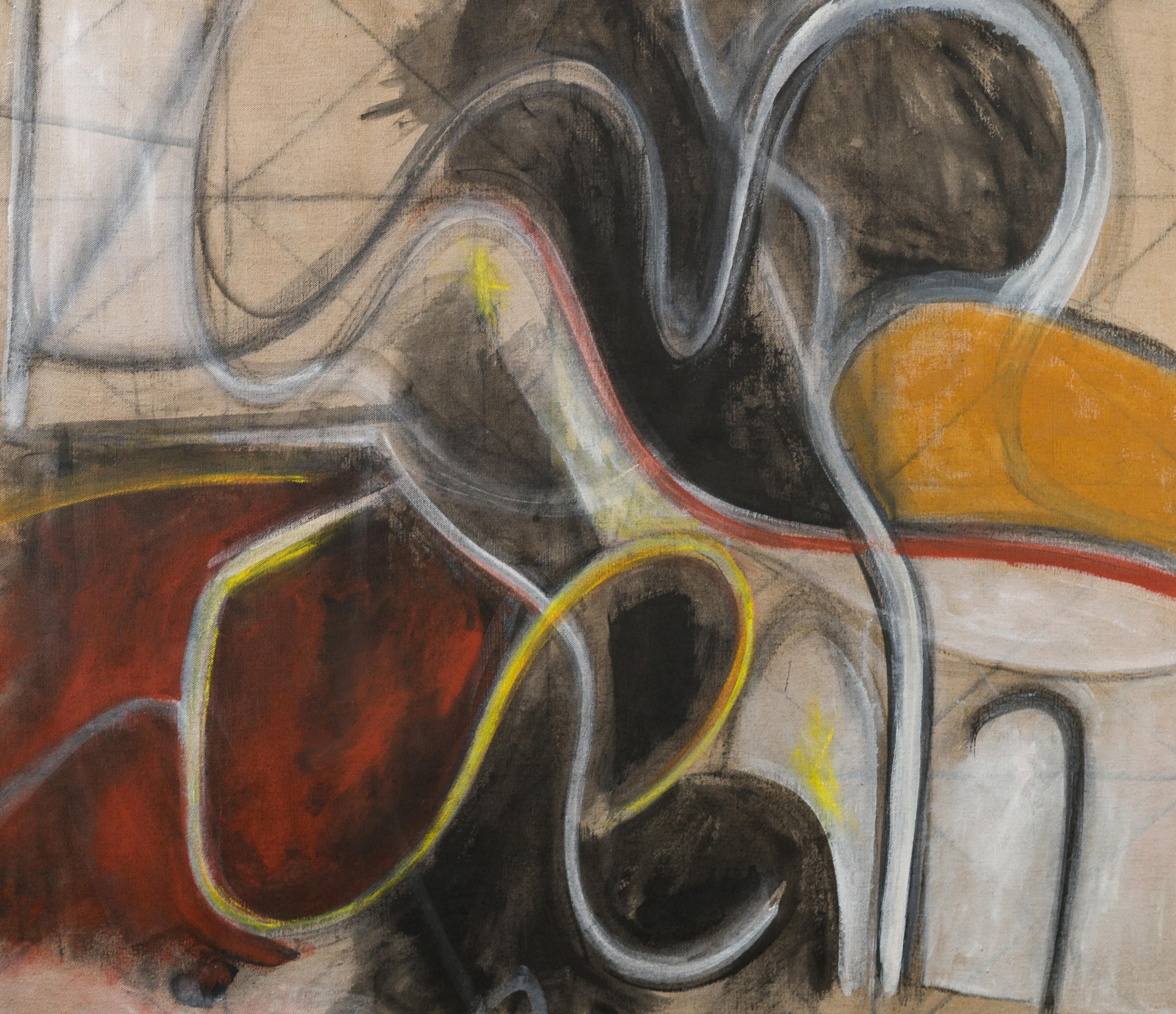 Peinture à l'huile cubiste américaine, moderniste abstraite et expressionniste, vintage en vente 1