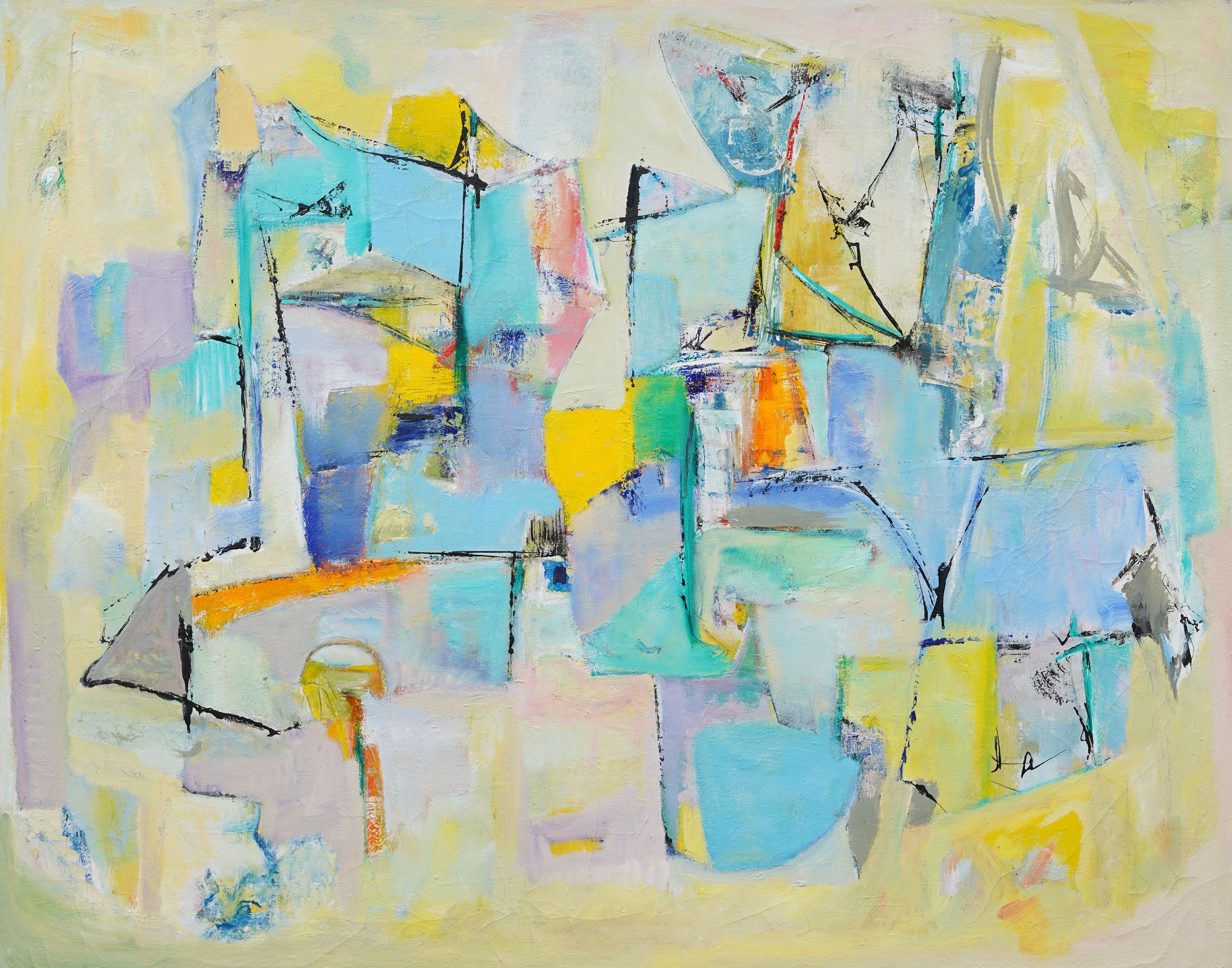 Vintage American Modernist Abstrakt Expressionist Gerahmte große Ölgemälde (Abstrakter Expressionismus), Painting, von Unknown