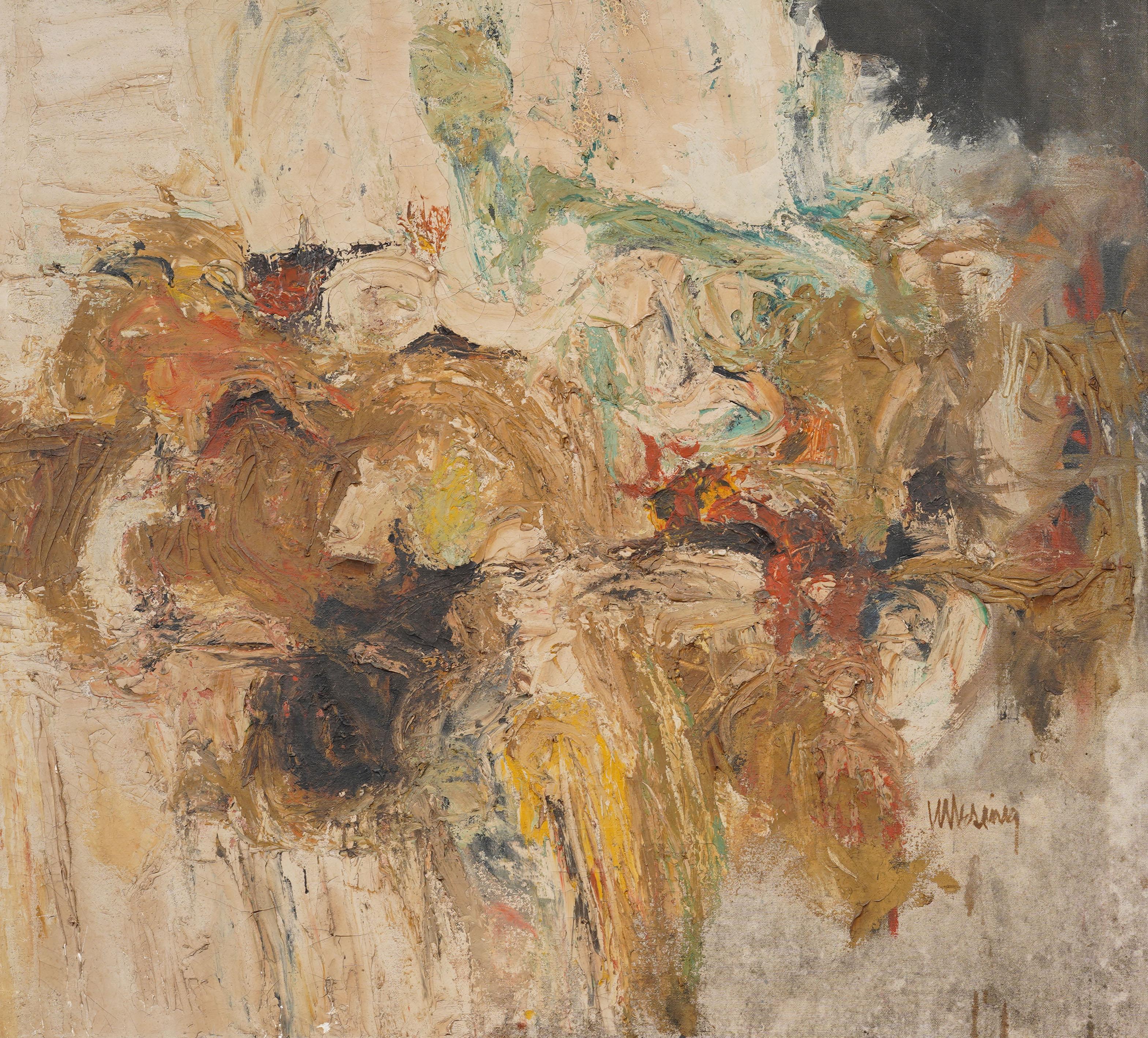 Vintage American Modernist Abstract Expressionist Framed Large Oil Painting For Sale 2