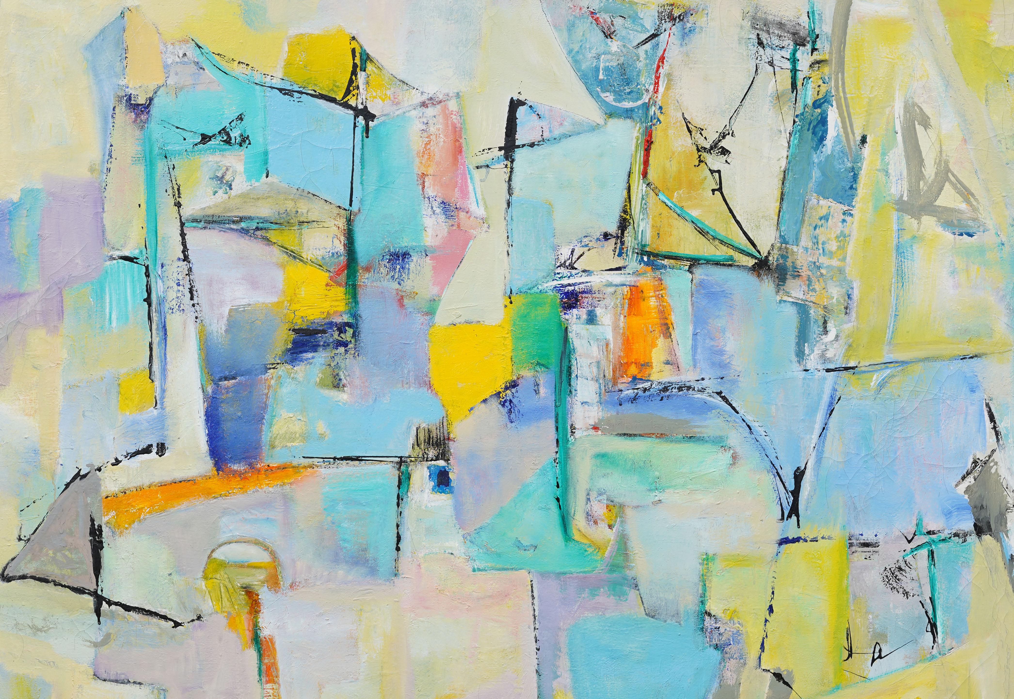 Vintage American Modernist Abstrakt Expressionist Gerahmte große Ölgemälde im Angebot 1