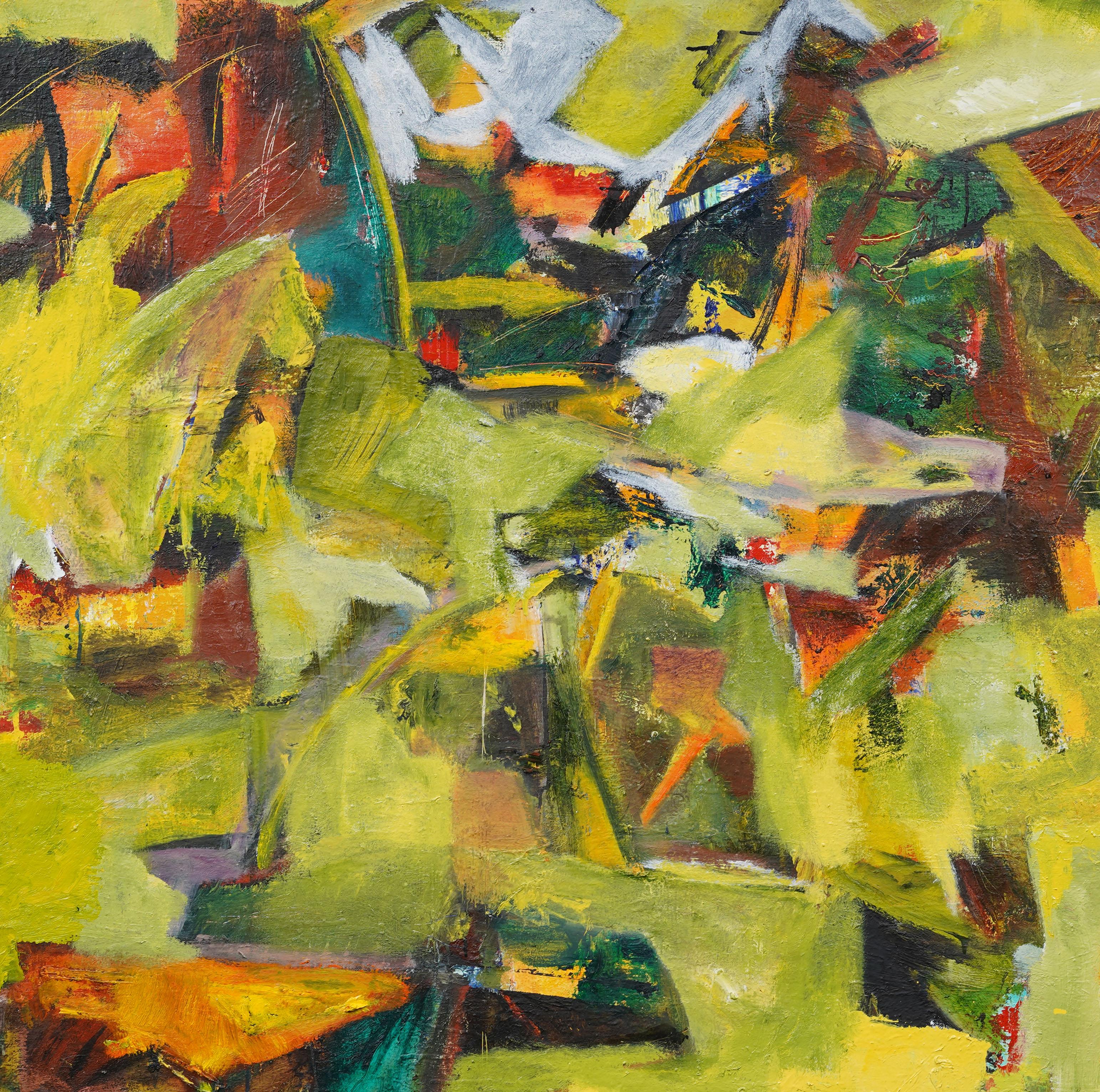 Vintage American Modernist Abstract Expressionist Framed Large Oil Painting For Sale 3