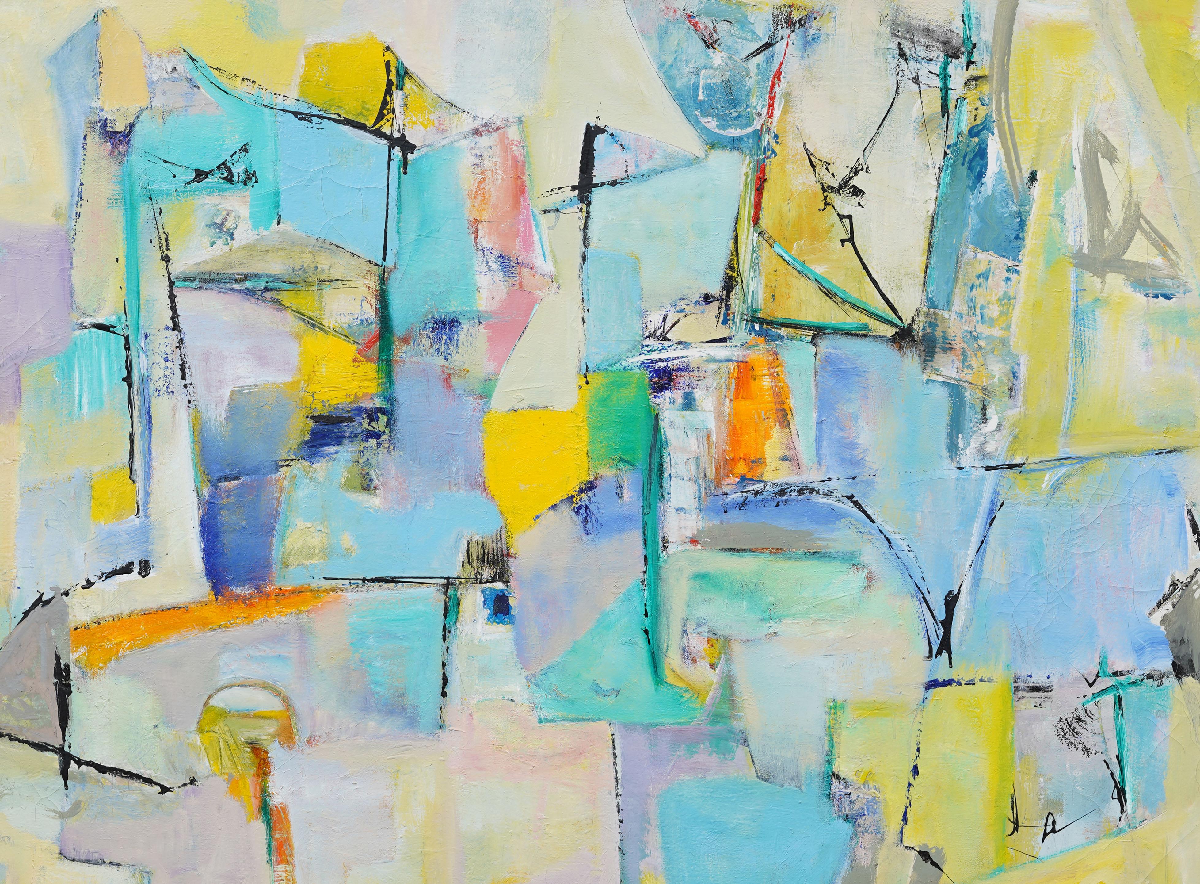 Vintage American Modernist Abstrakt Expressionist Gerahmte große Ölgemälde im Angebot 2
