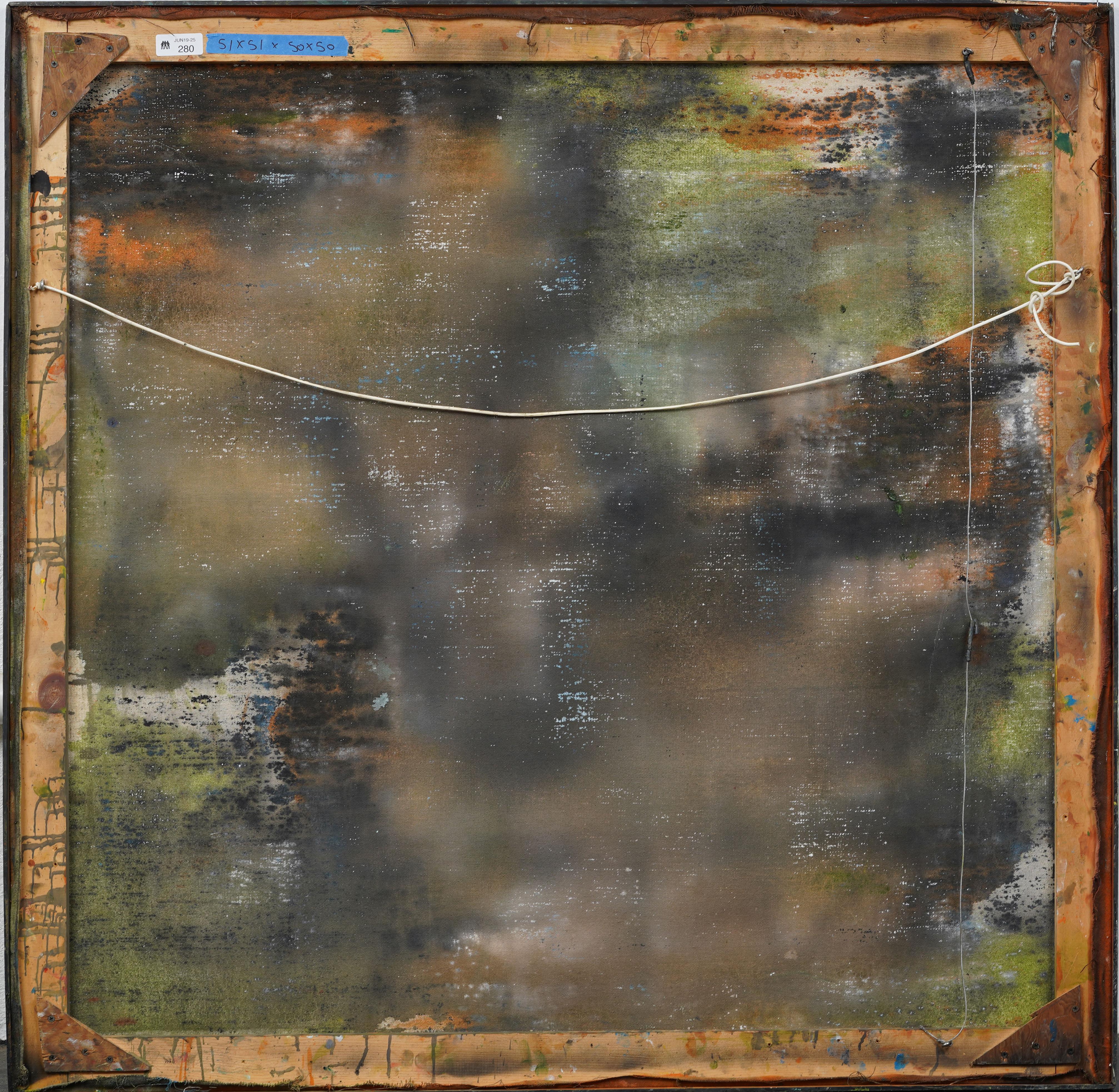 Vintage American Modernist Abstract Expressionist Framed Large Oil Painting For Sale 4