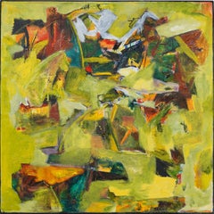 Vintage American Modernist Abstract Expressionist Framed Large Oil Painting