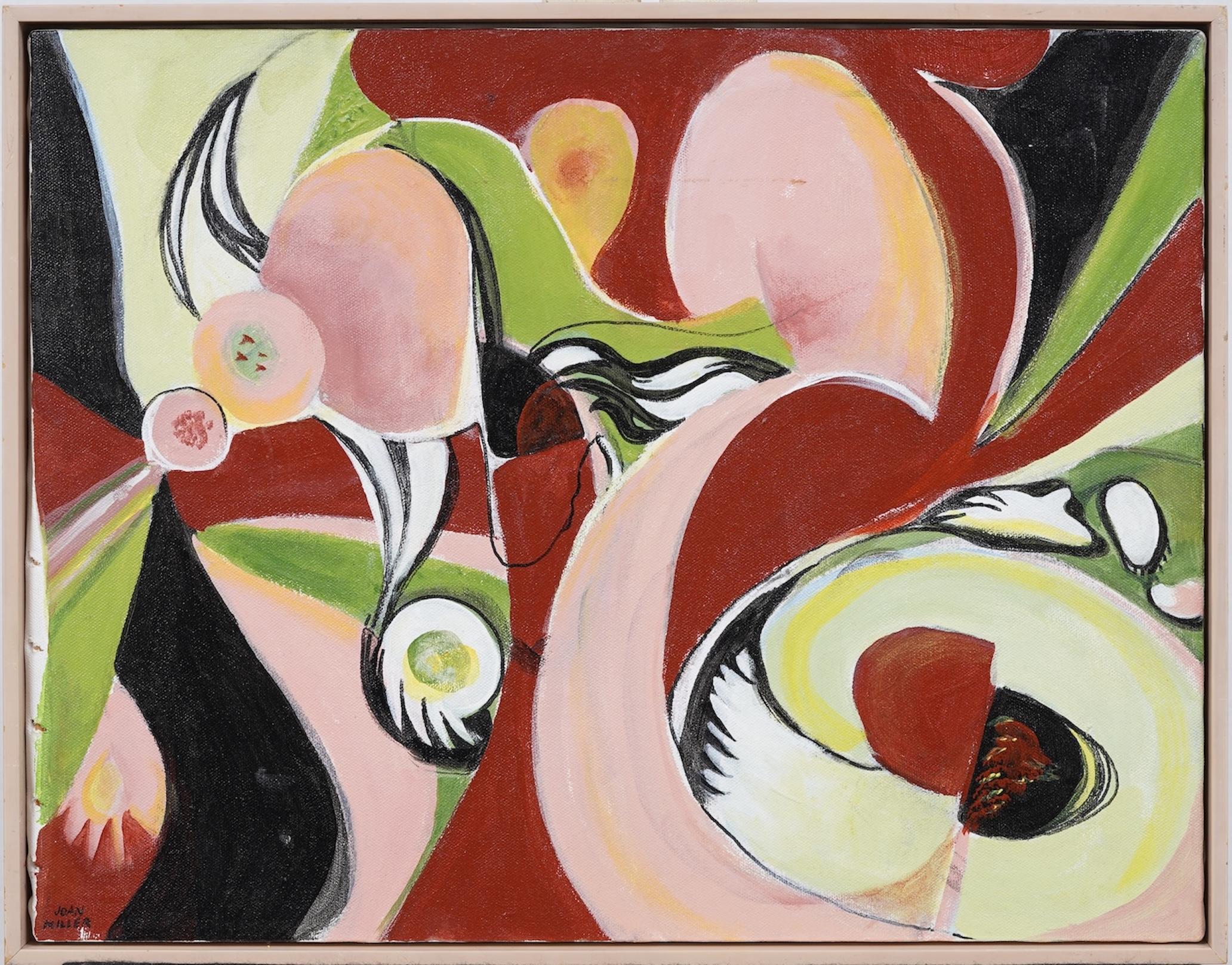 Unknown Abstract Painting - Vintage American Modernist Abstract Expressionist Framed MCM Oil Painting