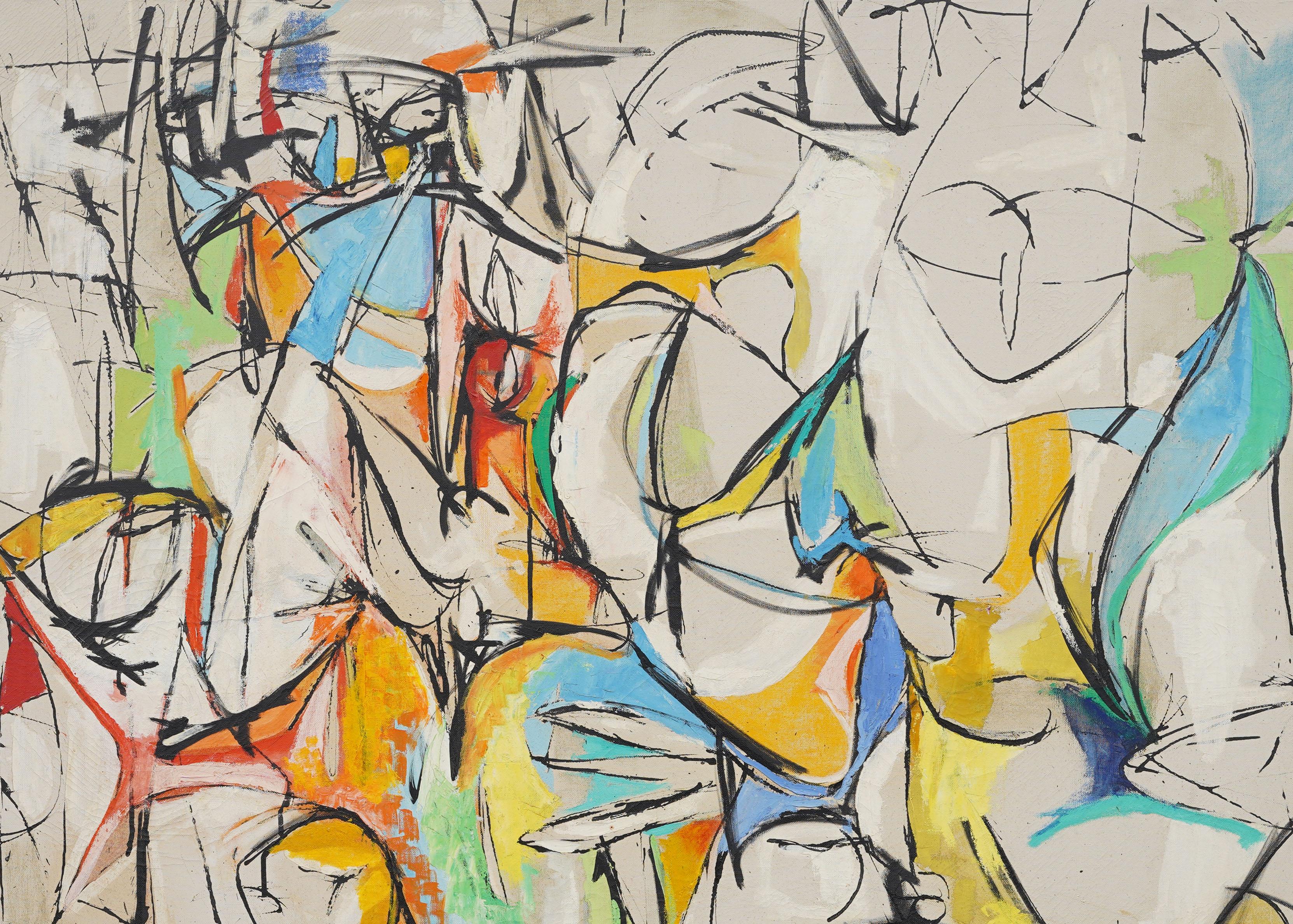 Vintage American Modernist Abstract Expressionist Original Oil Painting Encadré en vente 2