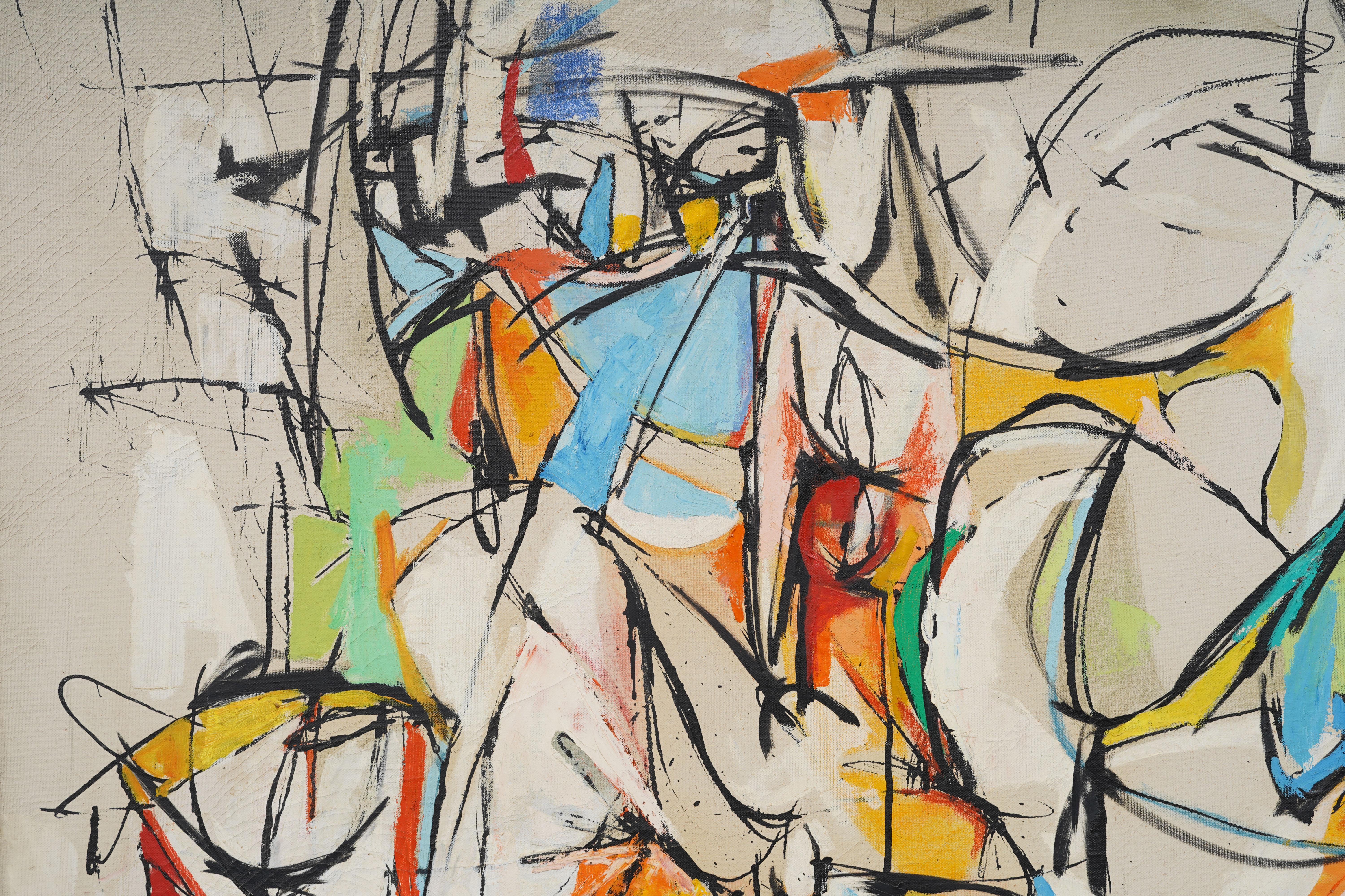 Vintage American Modernist Abstract Expressionist Original Oil Painting Encadré en vente 3