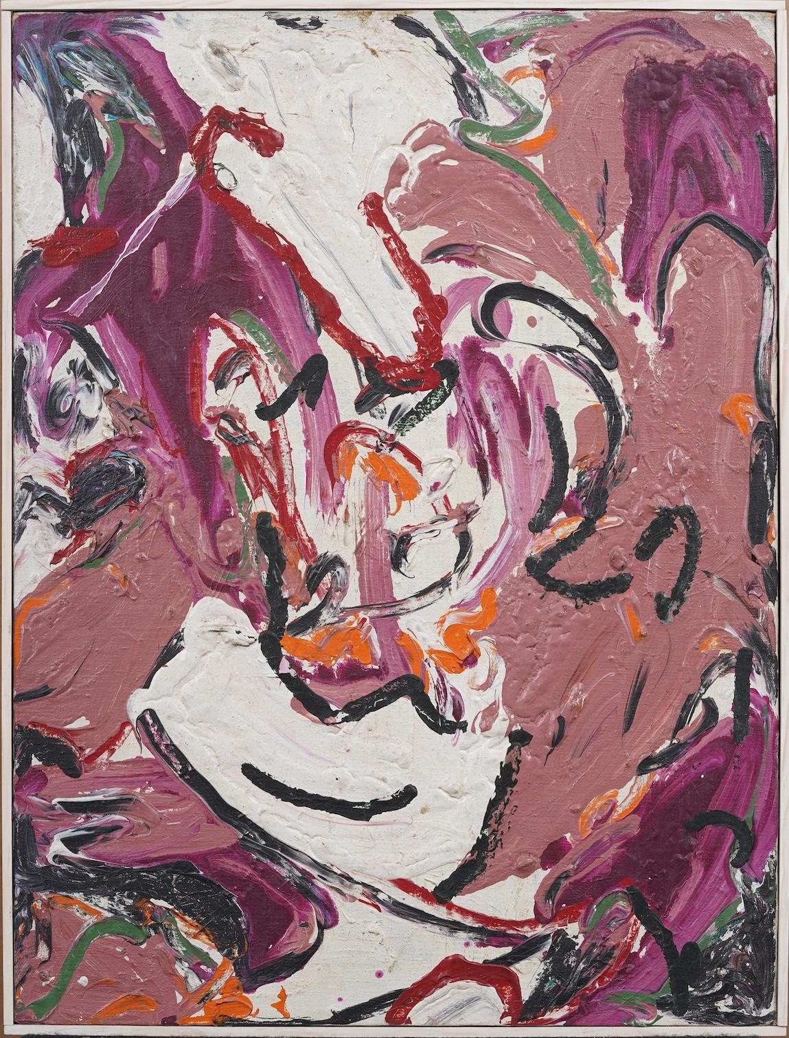 Unknown Abstract Painting - Vintage American Modernist Abstract Expressionist Framed Original Oil Painting