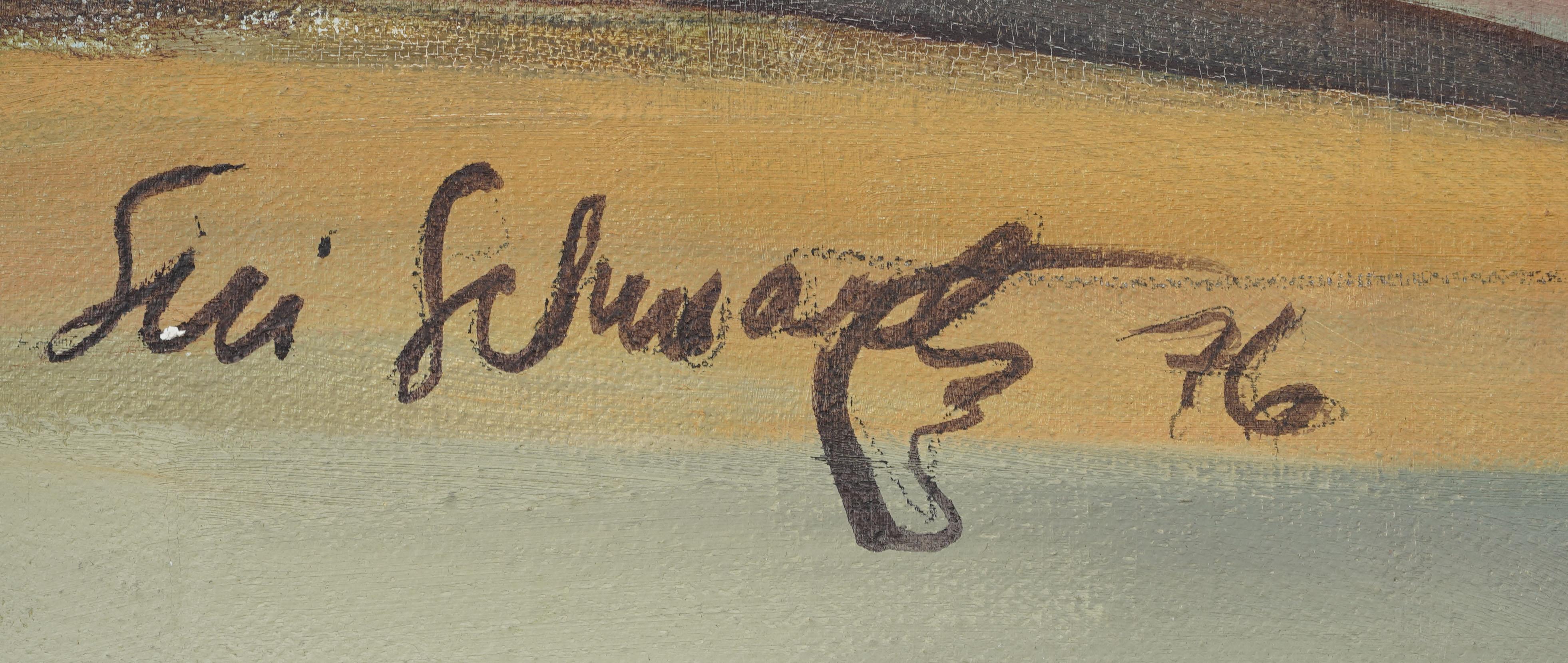 Vintage American Modernist Abstract Expressionist Framed Signed '76 Oil Painting For Sale 3