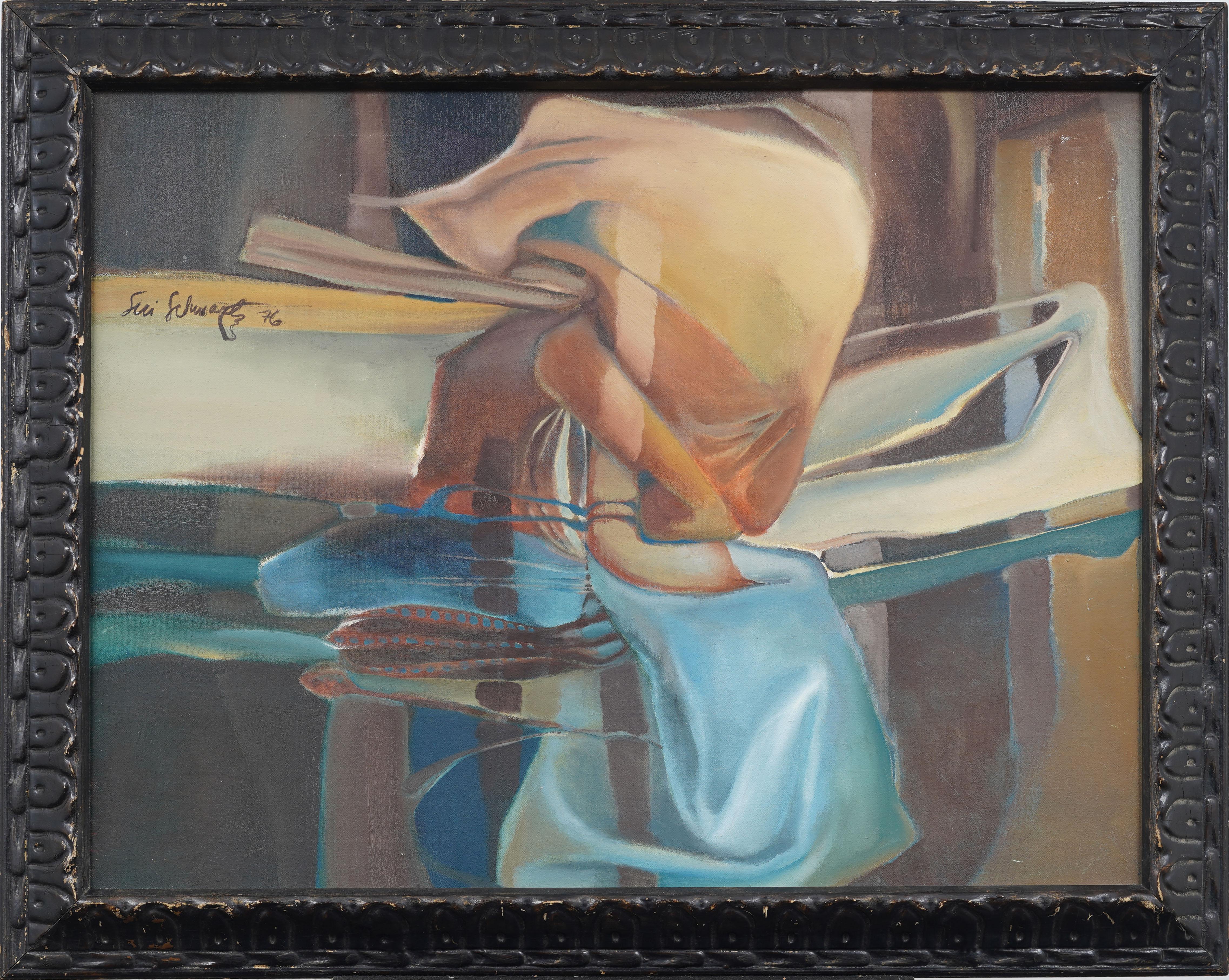 Vintage American Modernist Abstrakter Expressionist Gerahmt Signiert '76 Ölgemälde