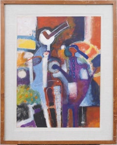 Vintage American Modernist Abstract Expressionist Framed Signed Painting