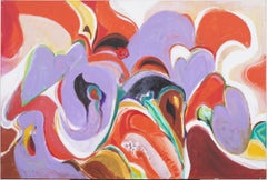 Vintage American Modernist Abstract Expressionist Large Oil Painting on Canvas