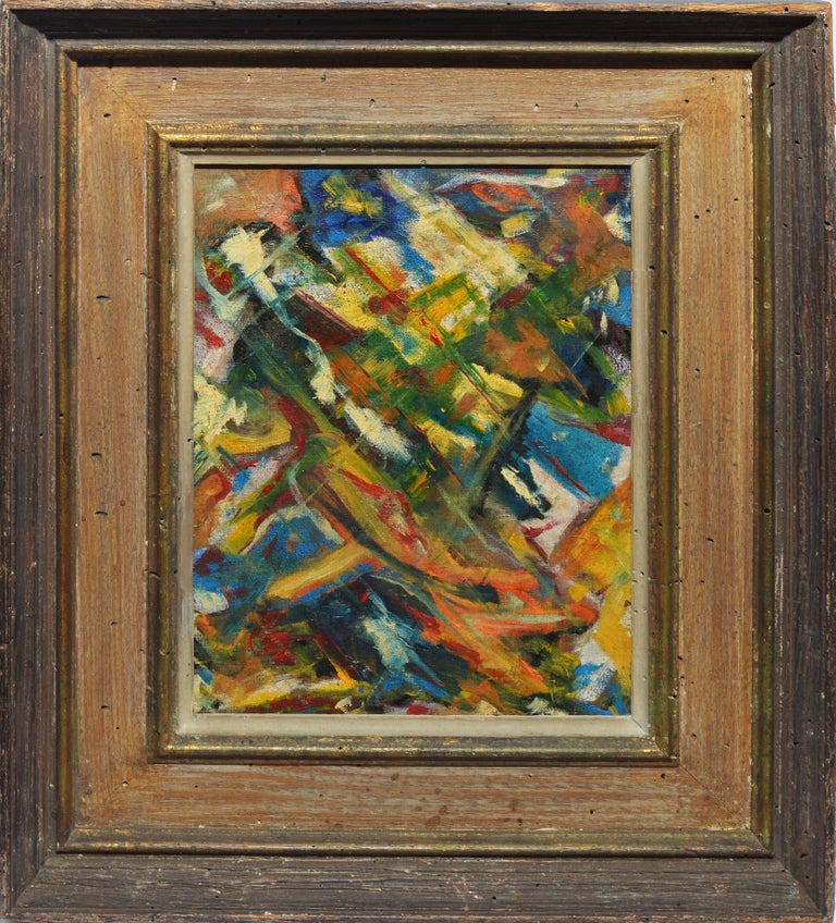 Unknown - Vintage American Modernist Abstract Expressionist Signed Oil ...