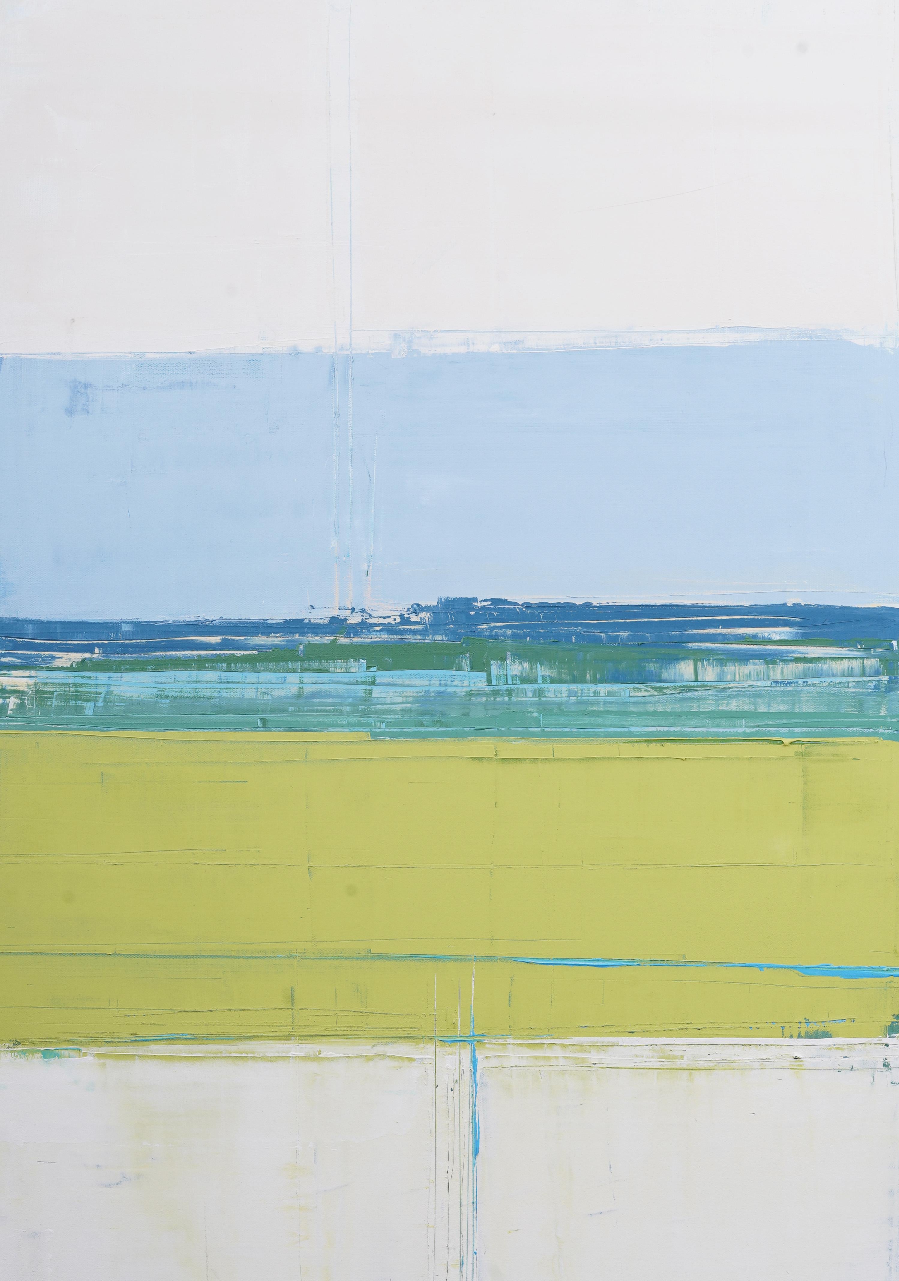Paesaggio astratto della metà del XX secolo molto suggestivo.  Olio su tela.  Incorniciato.  