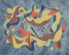 Vintage American Modernist Abstract Framed Mid Century Original Oil Painting