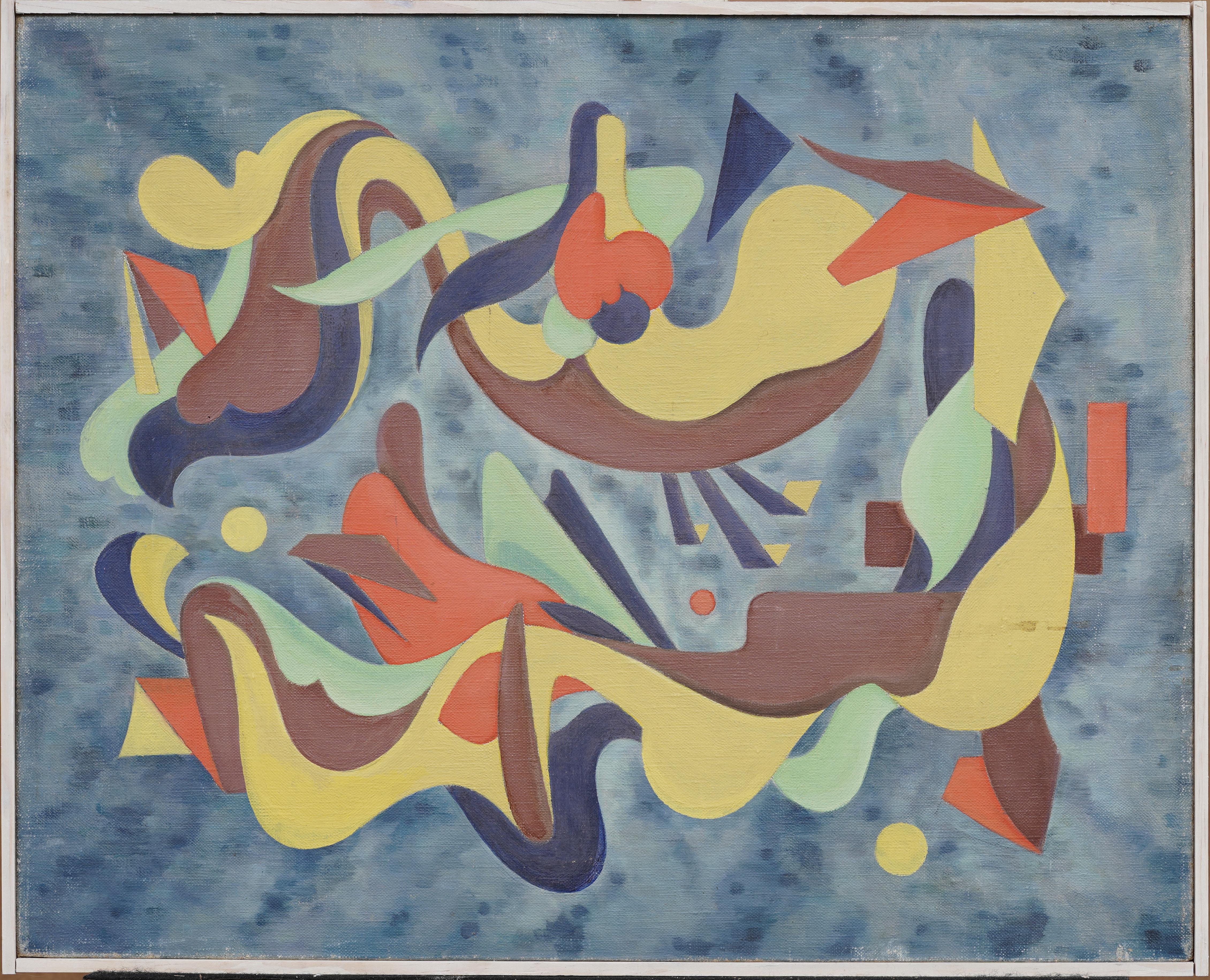 Vintage American Modernist Abstract Framed Mid Century Original Oil Painting