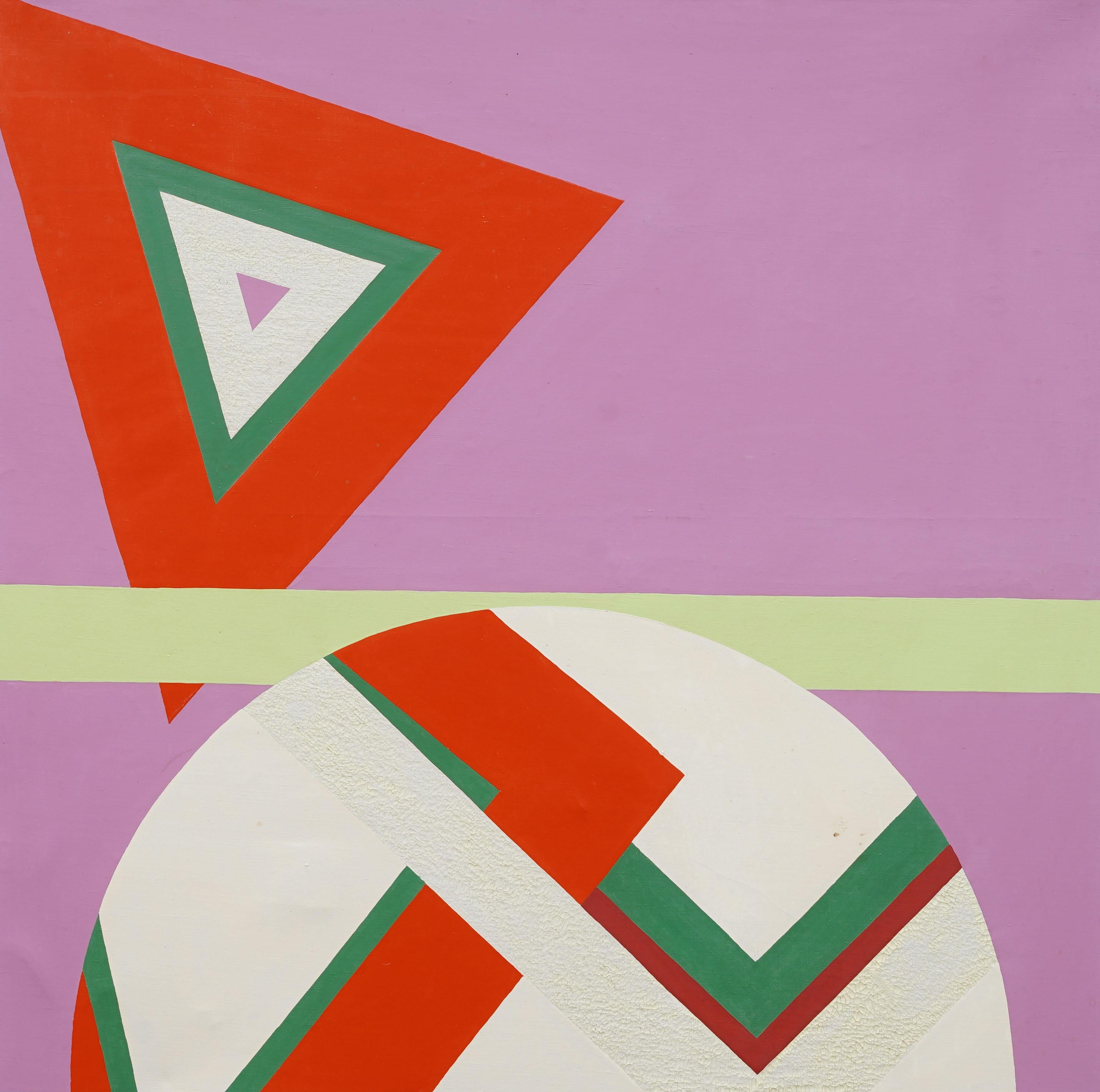 Vintage American modernist abstrakte Ölgemälde. Öl auf Leinwand. Gerahmt. Messen: 40 x 40 Zoll insgesamt.  In ausgezeichnetem Originalzustand. Hübsch eingerahmt in einem  Holzleisten.  Ausgezeichneter Zustand, bereit zum Aufhängen und Genießen. 