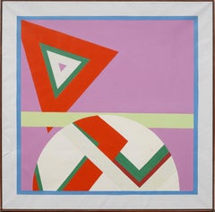Vintage American Modernist Abstract Geometric Large Framed Original Ölgemälde