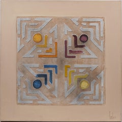 Vintage American Modernist Abstract Geometric Oil Painting