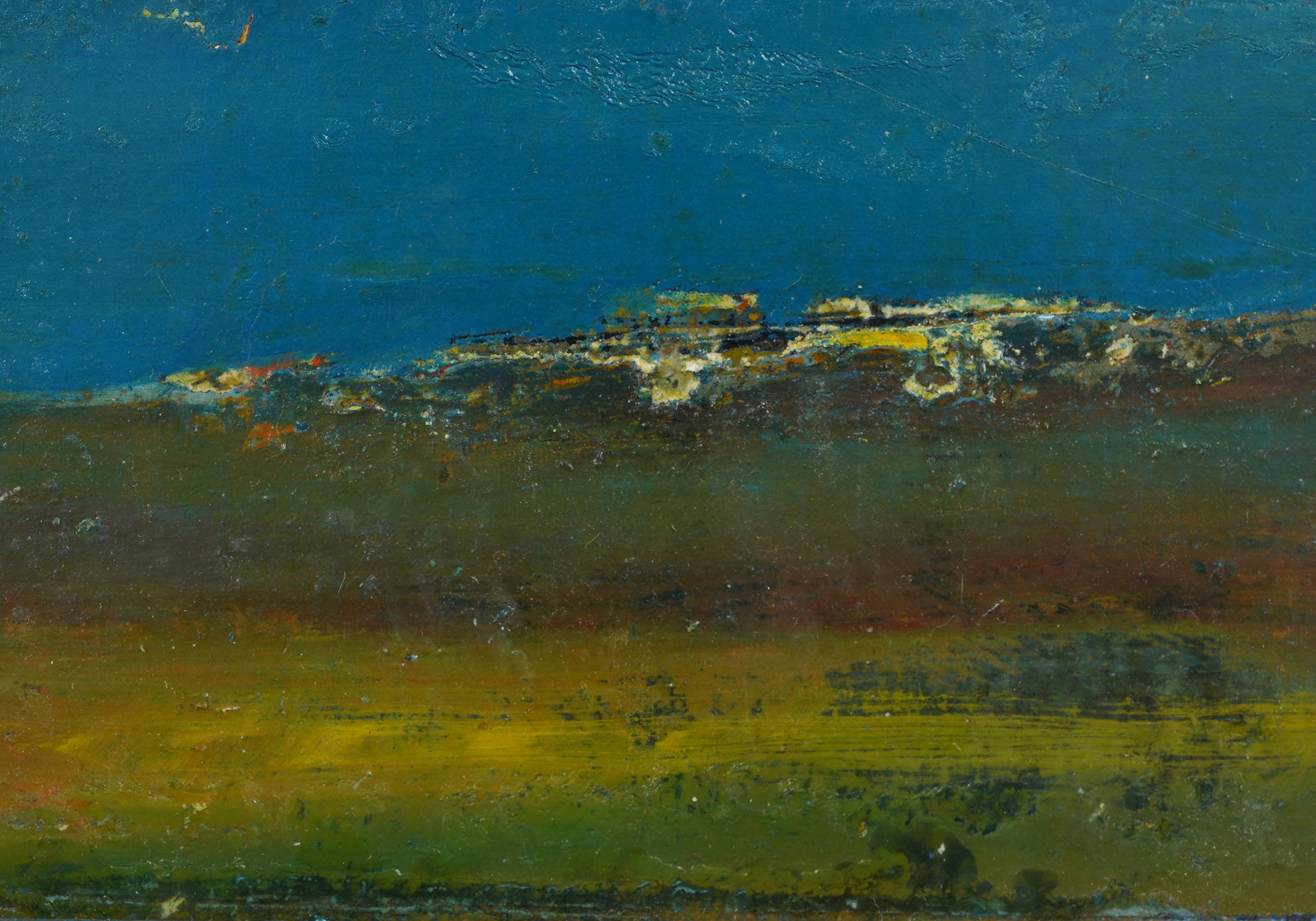 Vintage American Modernist Abstrakte Landschaft Gerahmte Original Ölgemälde (Abstrakter Expressionismus), Painting, von Unknown
